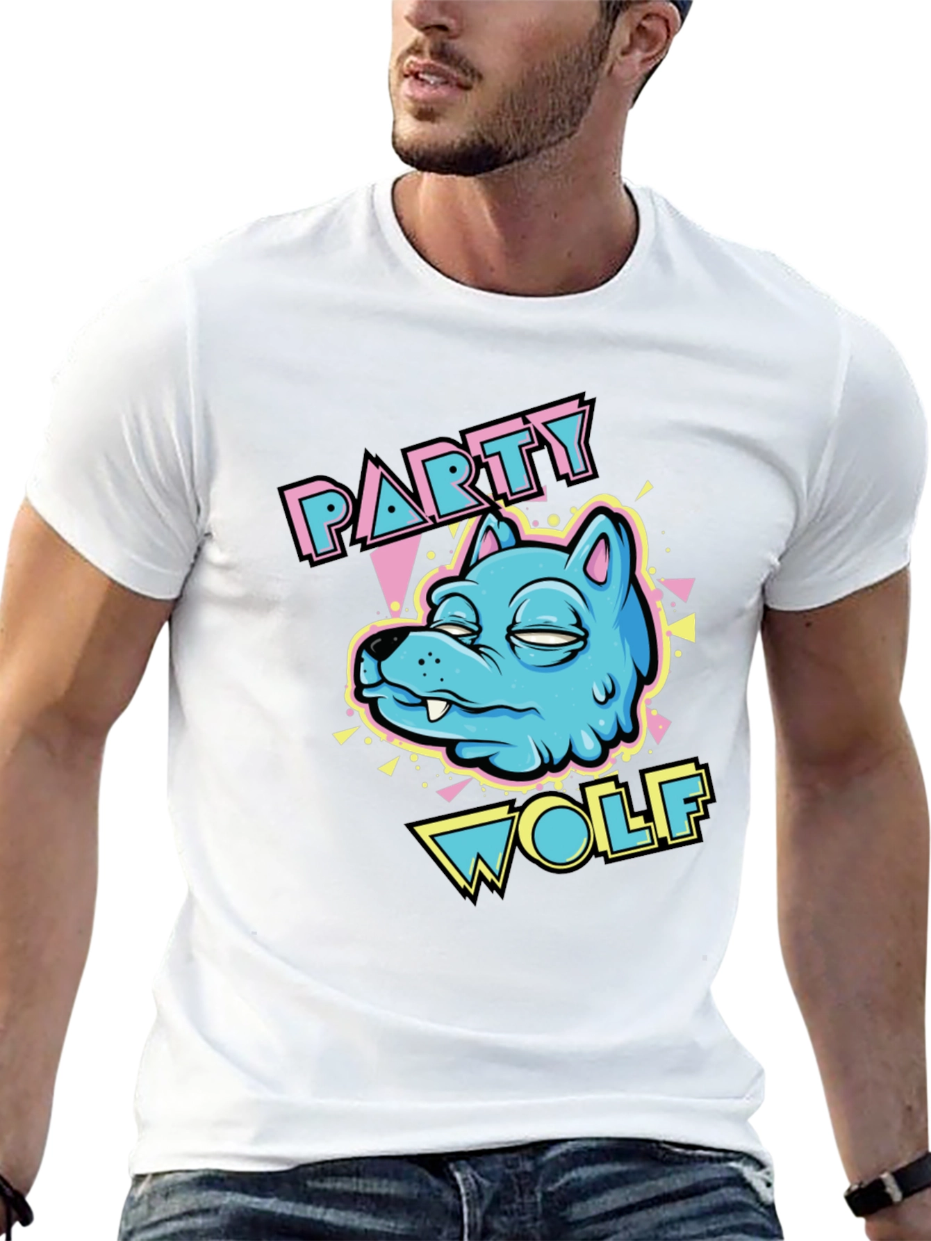 Party Wolf Graphic T-Shirt - Black