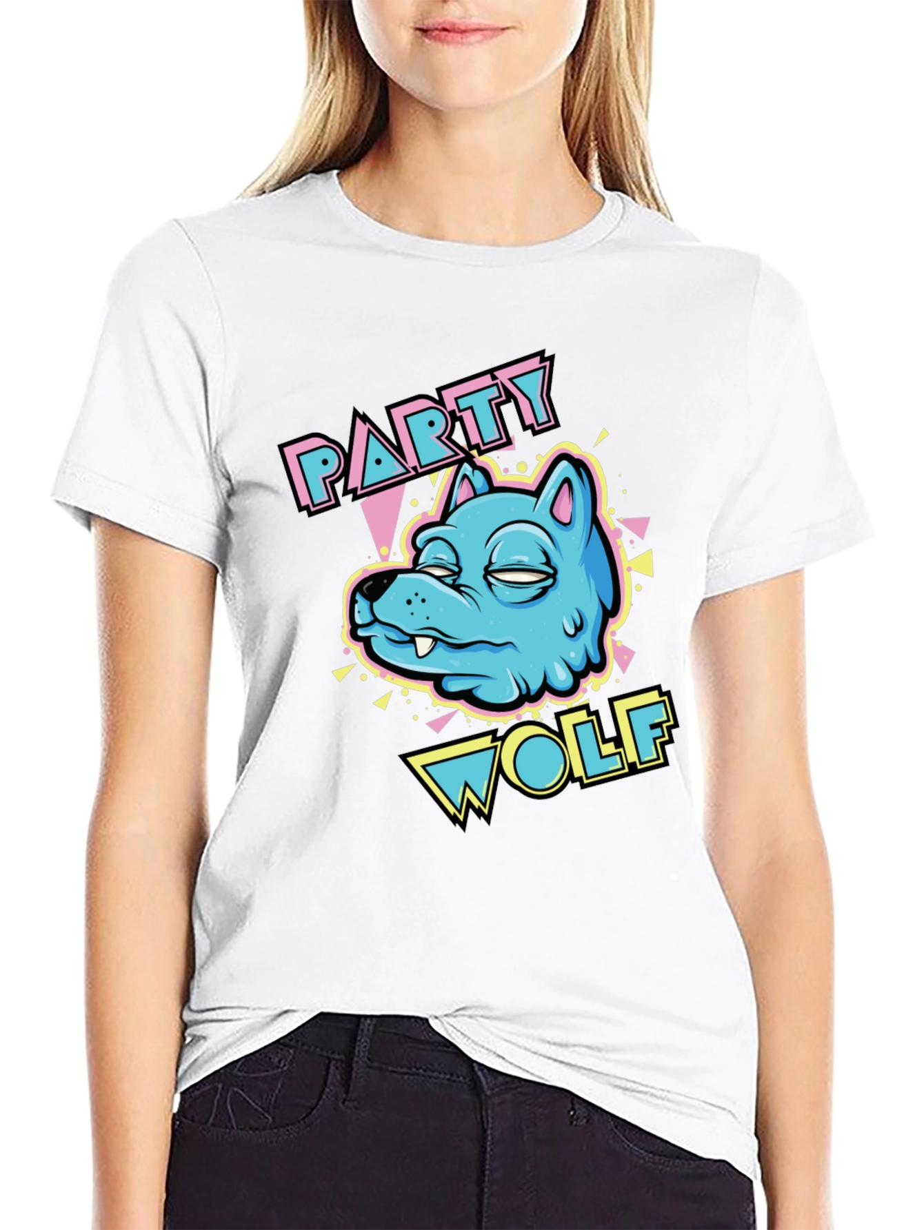 Party Wolf Graphic T-Shirt - Black