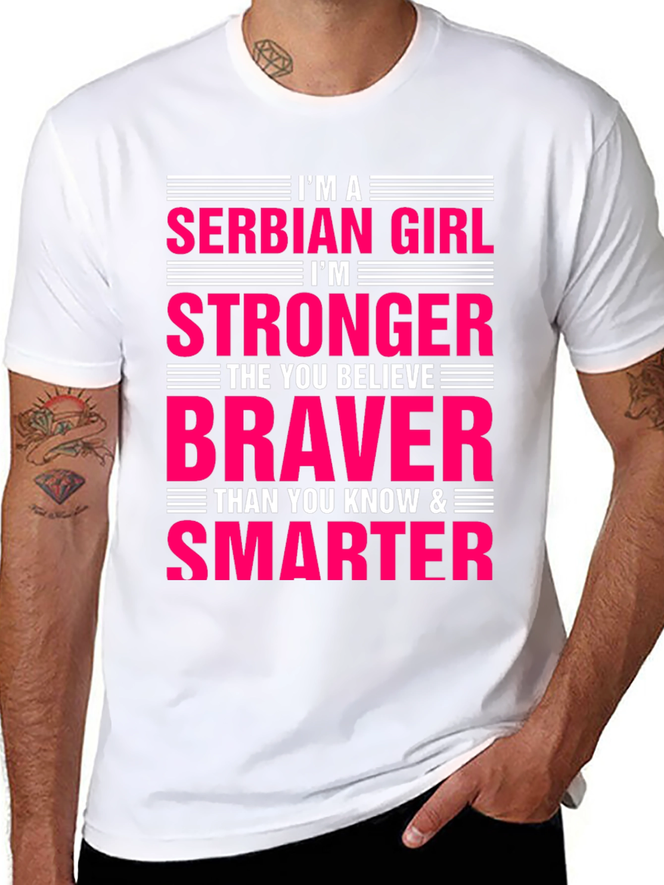 Serbian Girl Stronger Braver Smarter T-Shirt