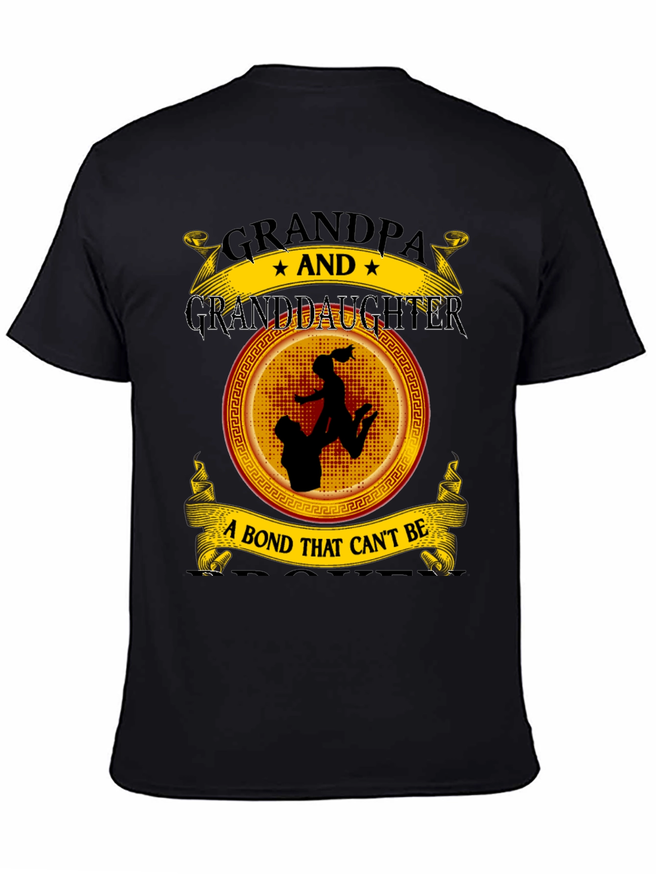 Grandpa and Granddaughter Bond Black T-Shirt