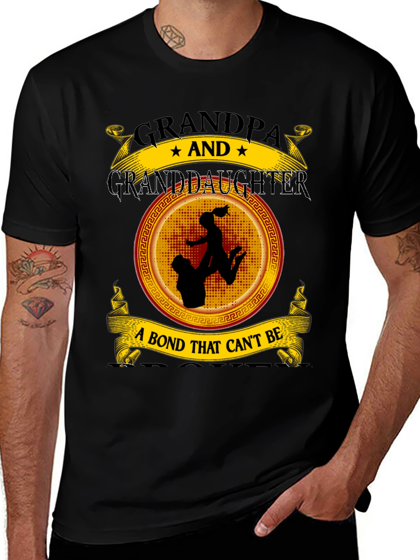Grandpa and Granddaughter Bond Black T-Shirt