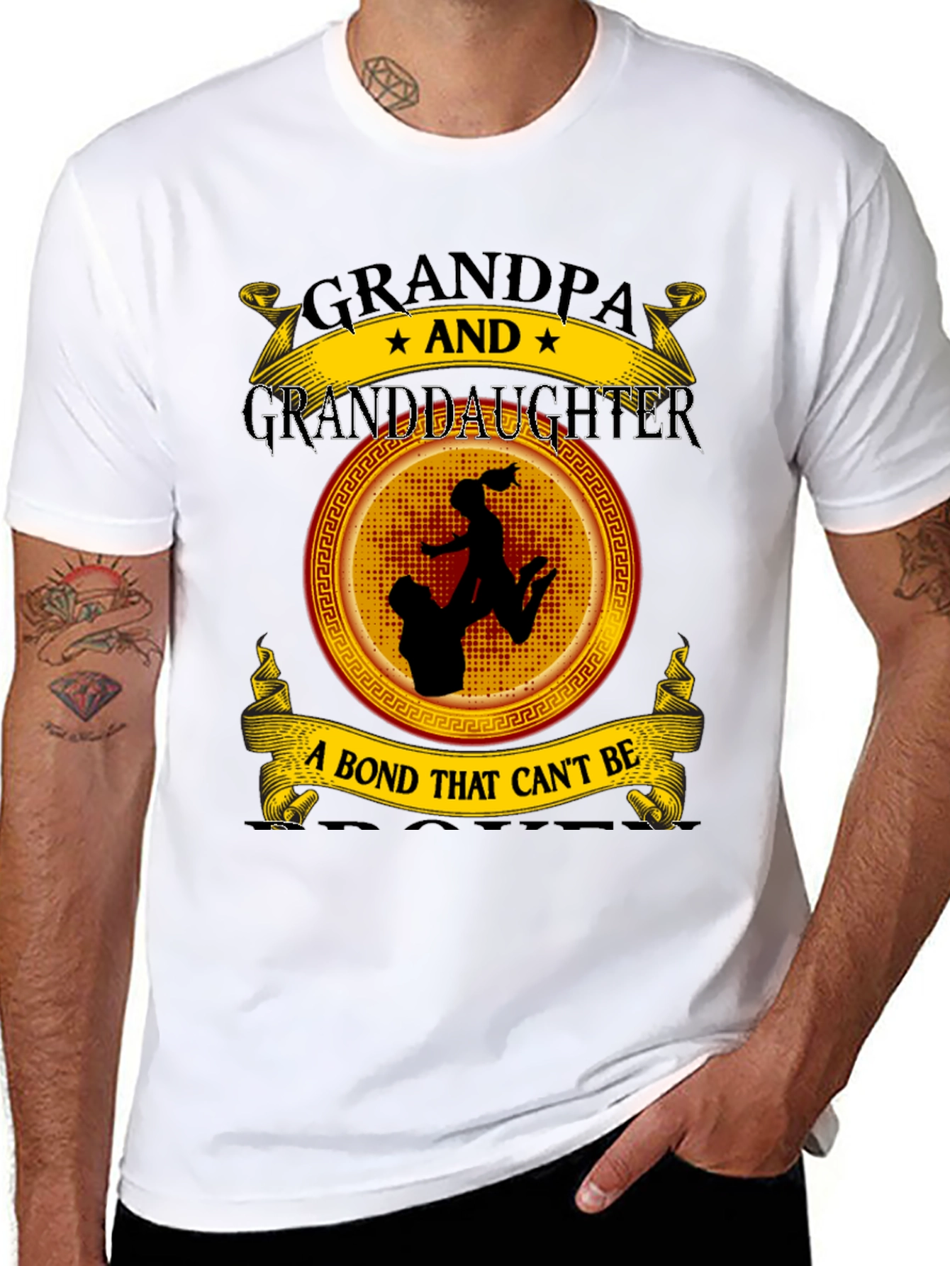 Grandpa and Granddaughter Bond Black T-Shirt
