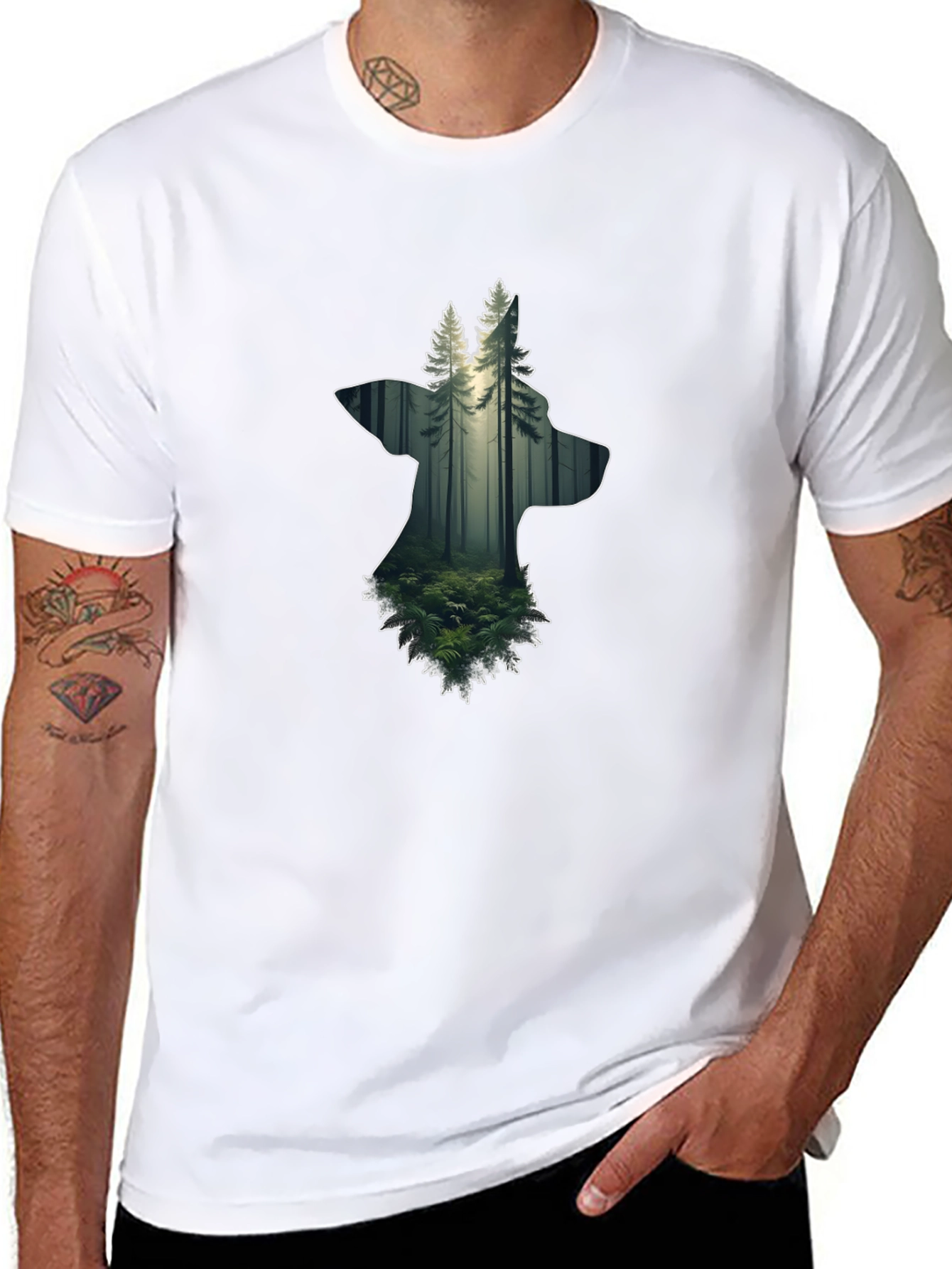 Nature Wolf Graphic Tee - Black