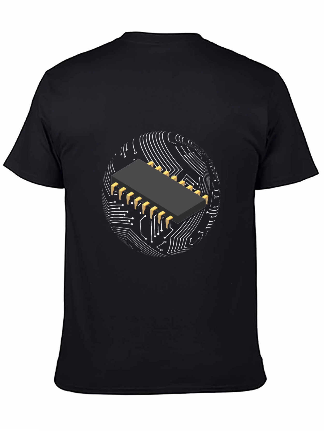 Tech Circuit Board Graphic Tee - Black Cotton T-Shirt