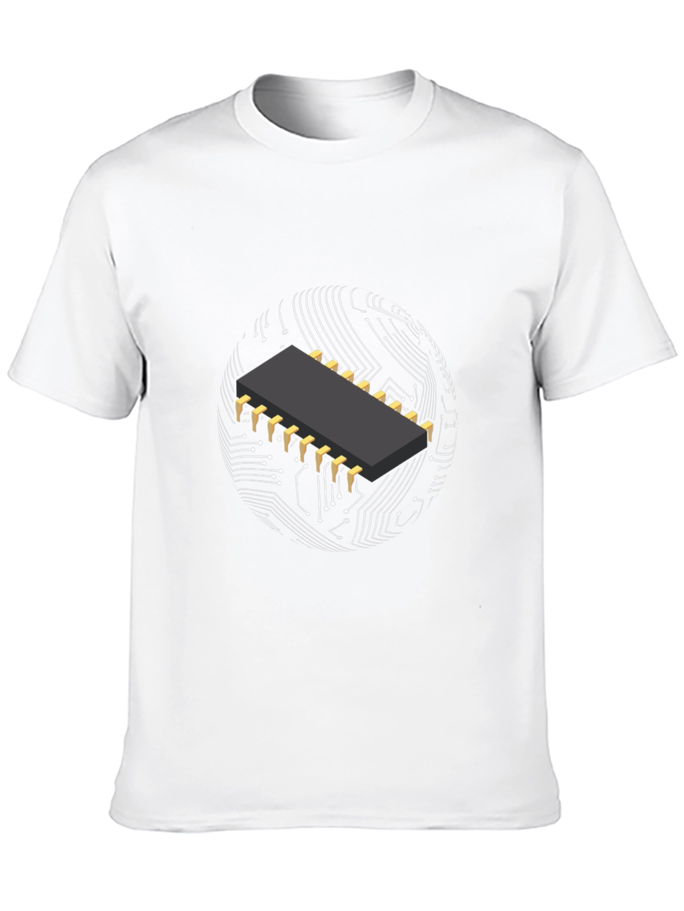 Tech Circuit Board Graphic Tee - Black Cotton T-Shirt