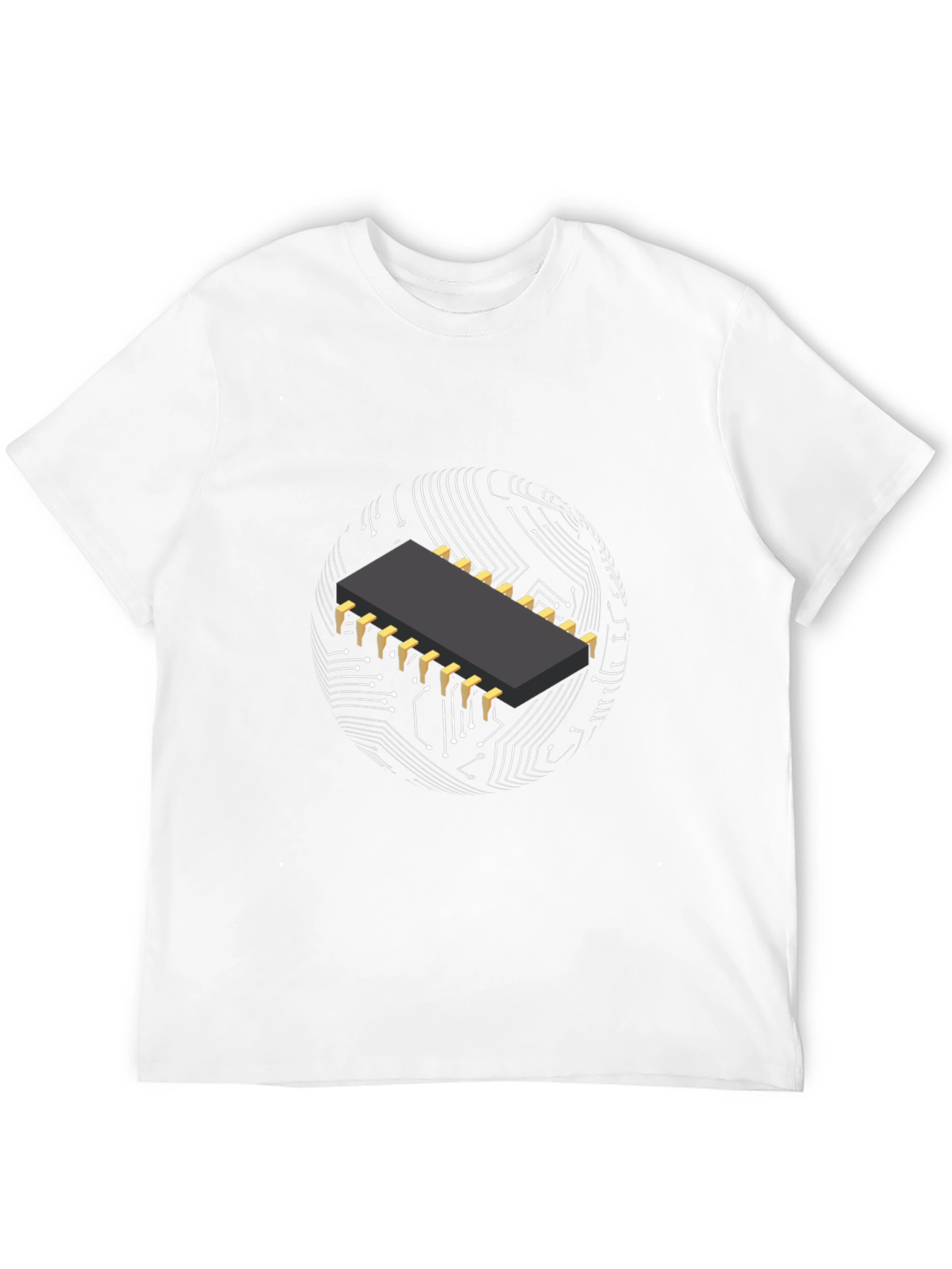 Tech Circuit Board Graphic Tee - Black Cotton T-Shirt