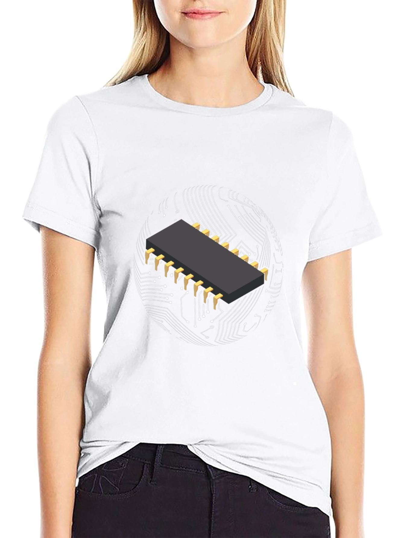 Tech Circuit Board Graphic Tee - Black Cotton T-Shirt