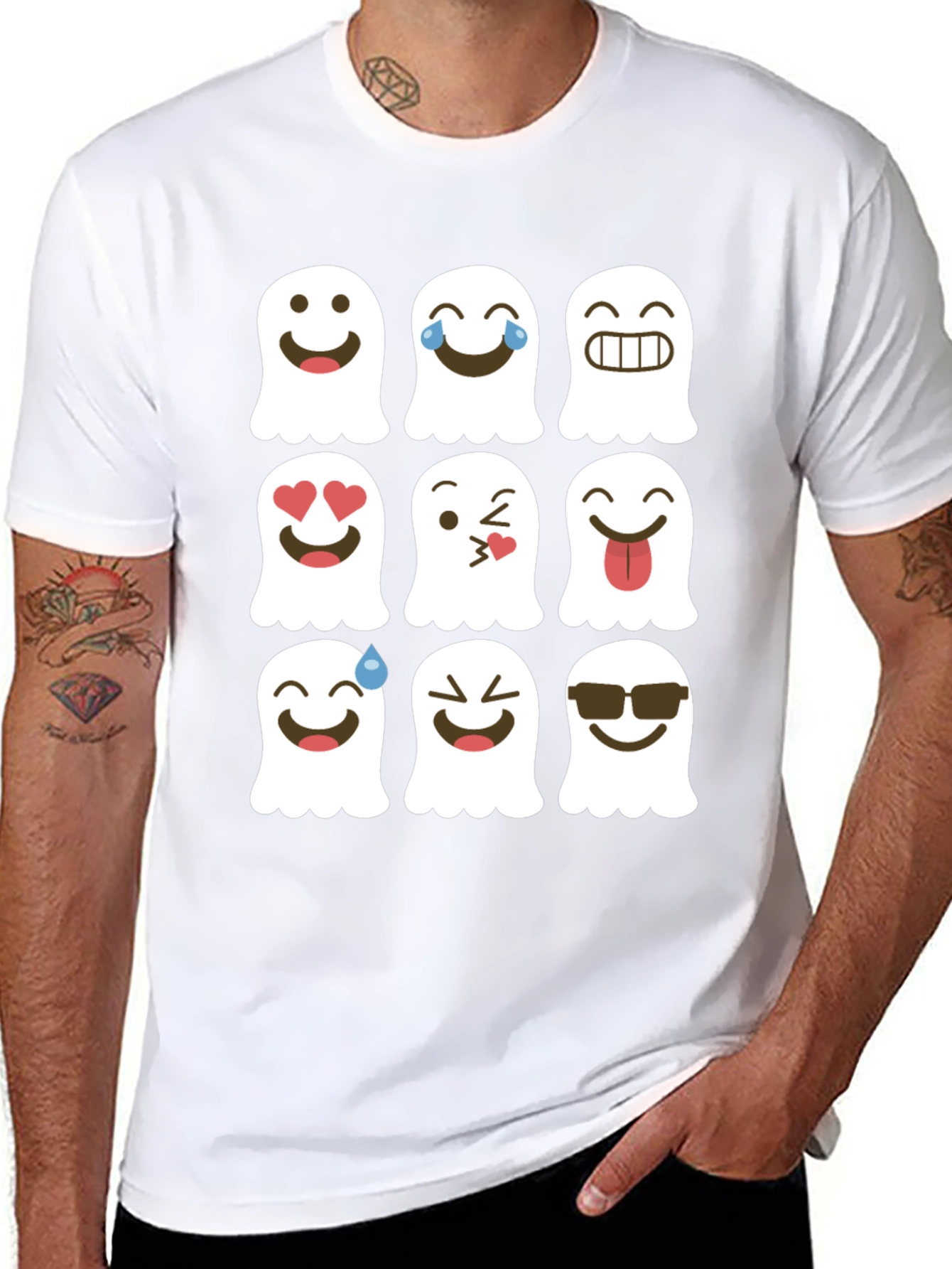 Emoji Ghost T-Shirt - Spooky Fun!