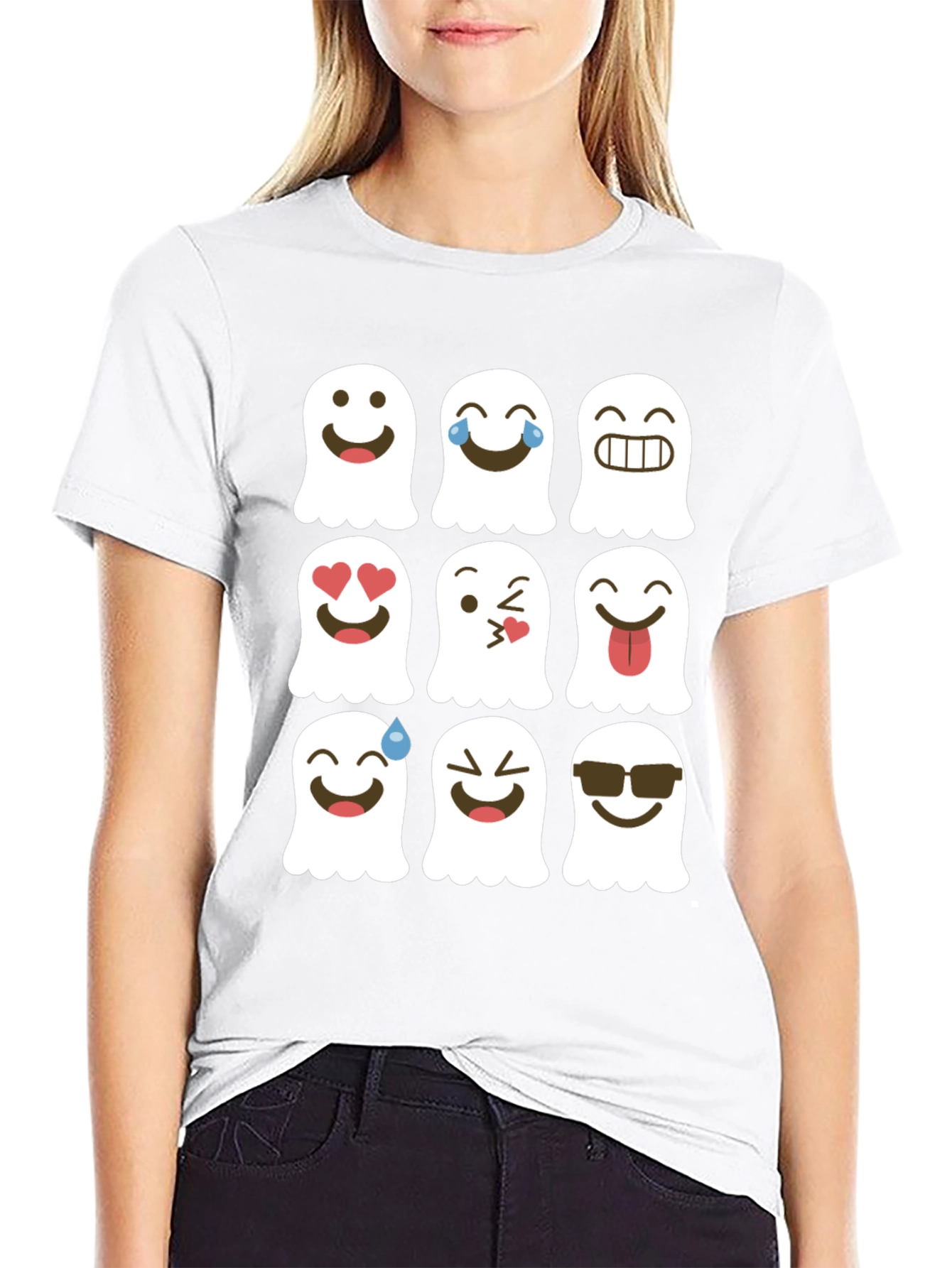 Emoji Ghost T-Shirt - Spooky Fun!
