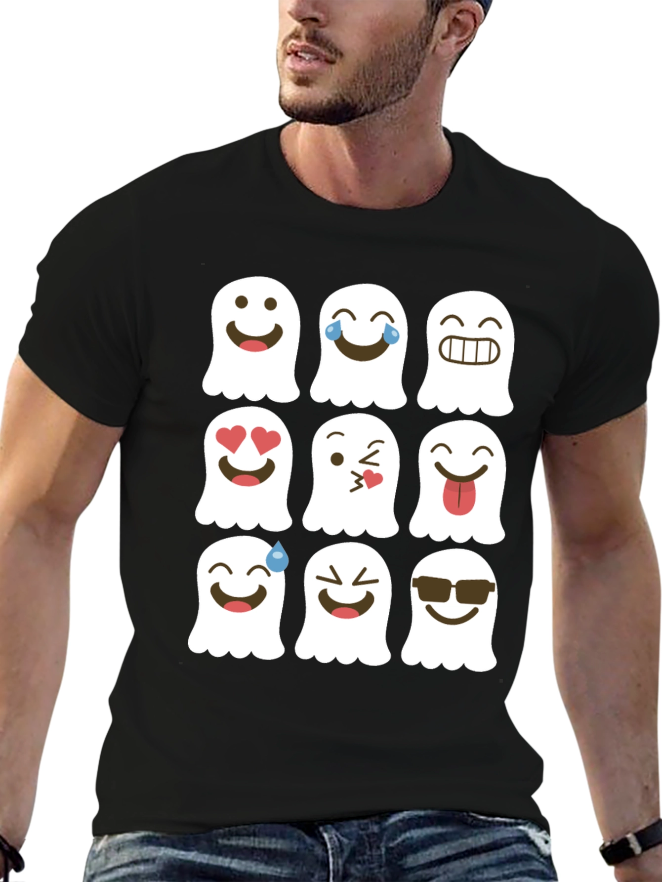 Emoji Ghost T-Shirt - Spooky Fun!