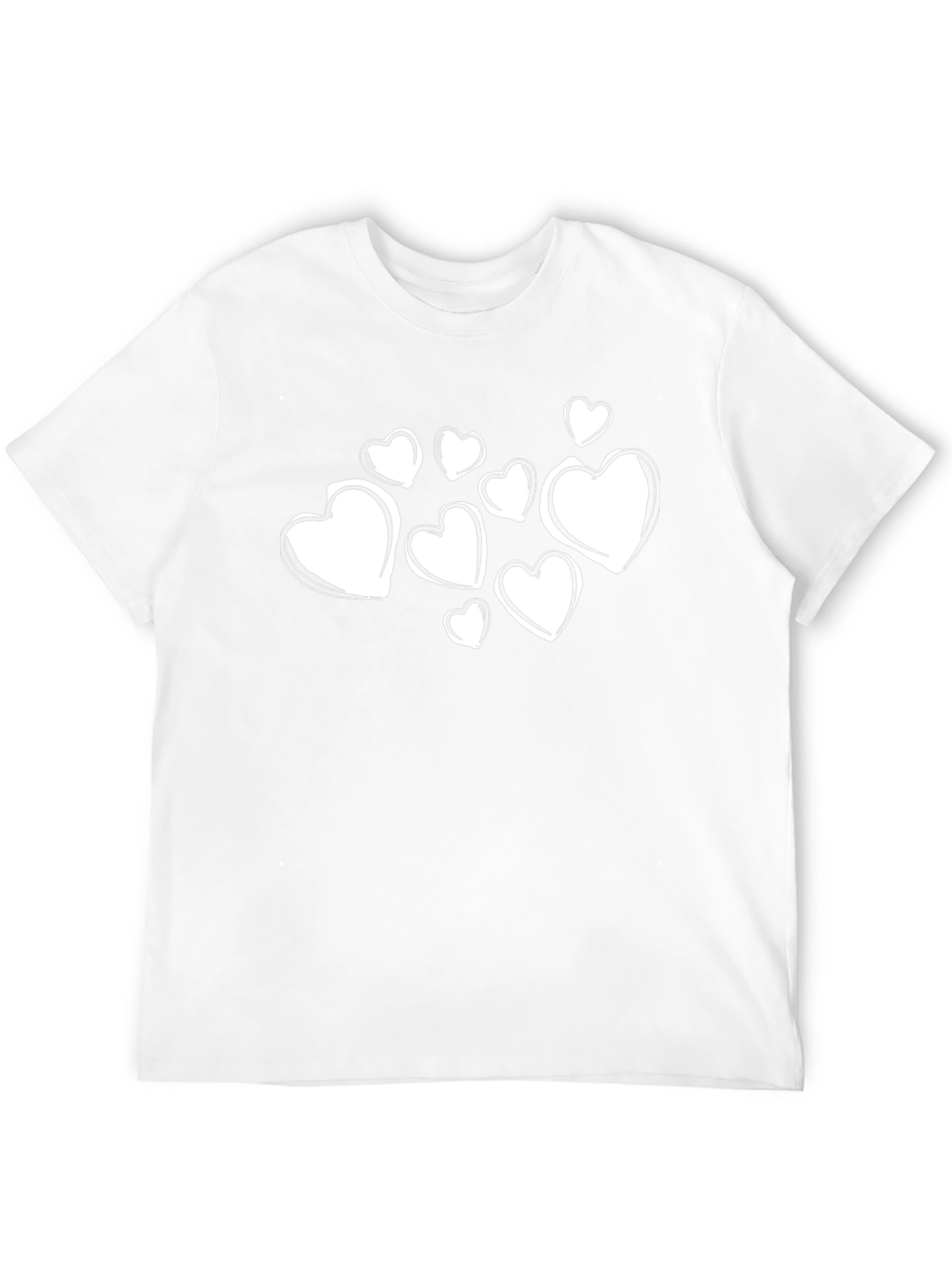 Heart Print Black Crewneck T-Shirt