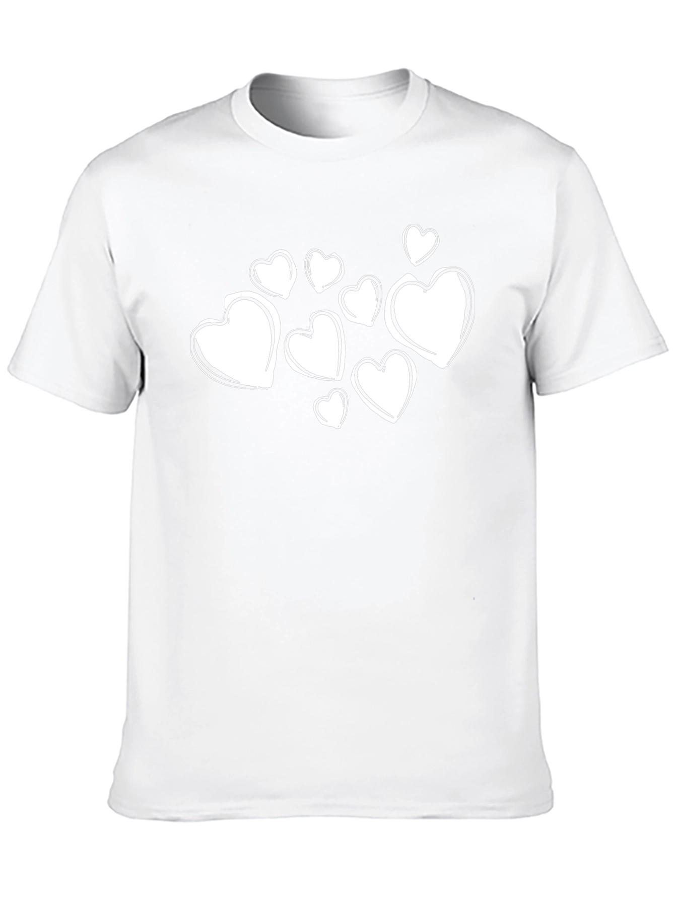 Heart Print Black Crewneck T-Shirt