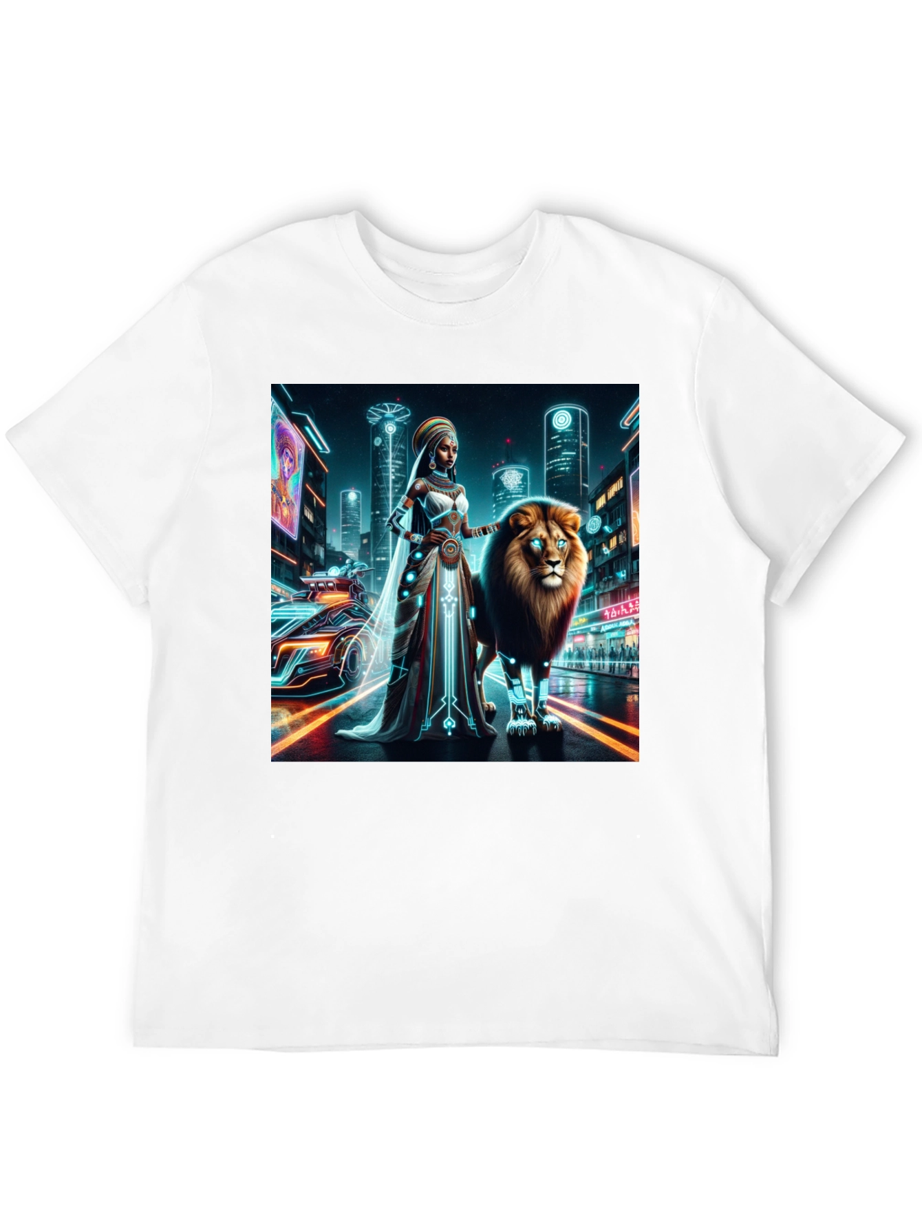 Futuristic Queen & Lion Graphic Tee