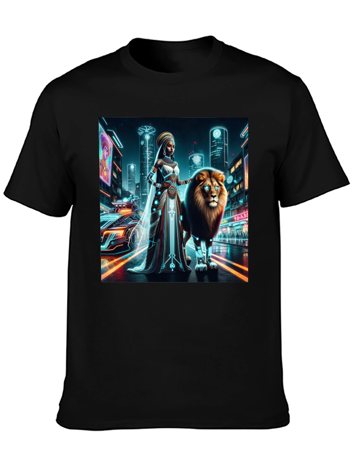 Futuristic Queen & Lion Graphic Tee