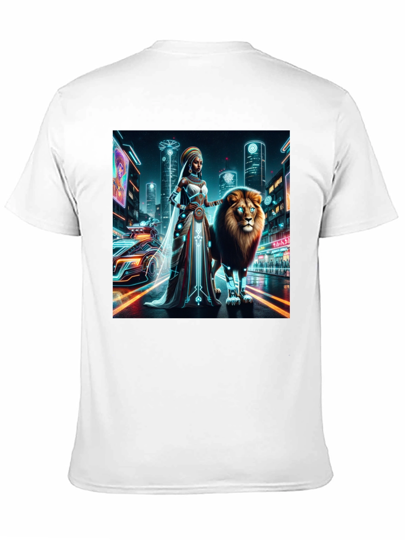 Futuristic Queen & Lion Graphic Tee