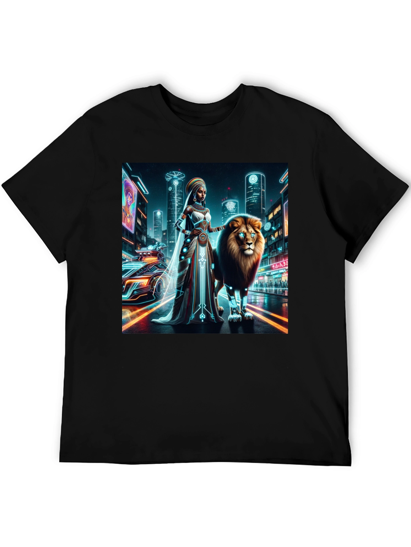 Futuristic Queen & Lion Graphic Tee