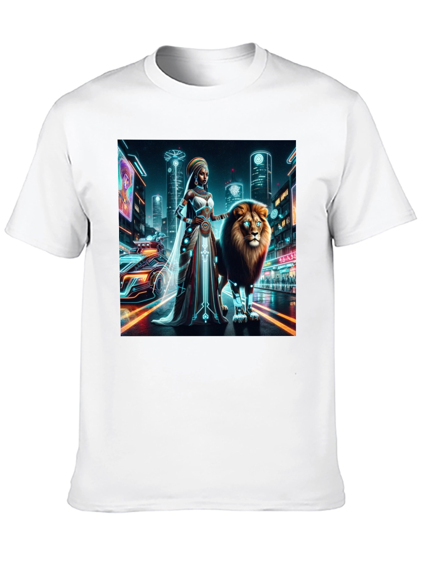 Futuristic Queen & Lion Graphic Tee