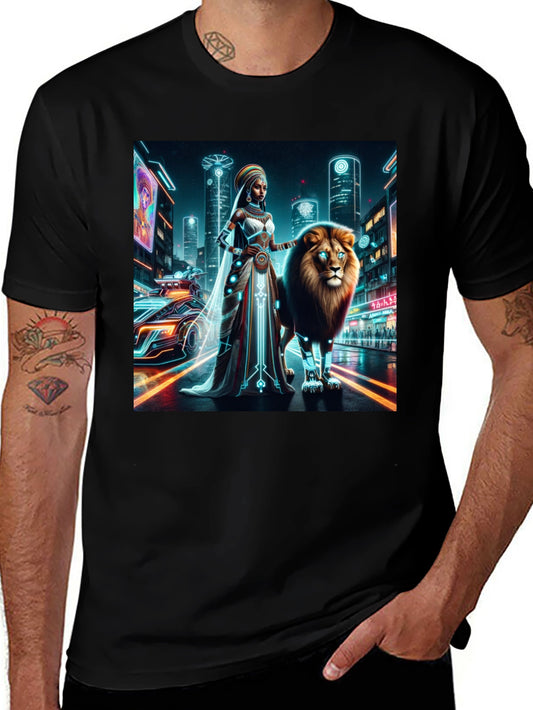 Futuristic Queen & Lion Graphic Tee