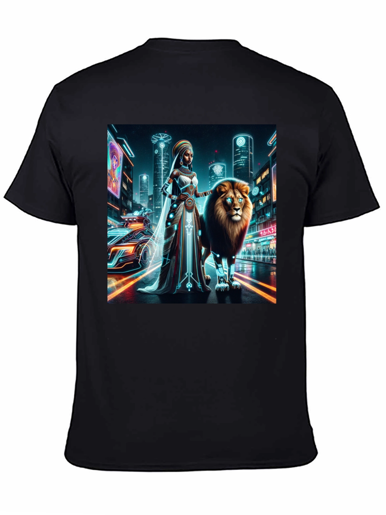 Futuristic Queen & Lion Graphic Tee