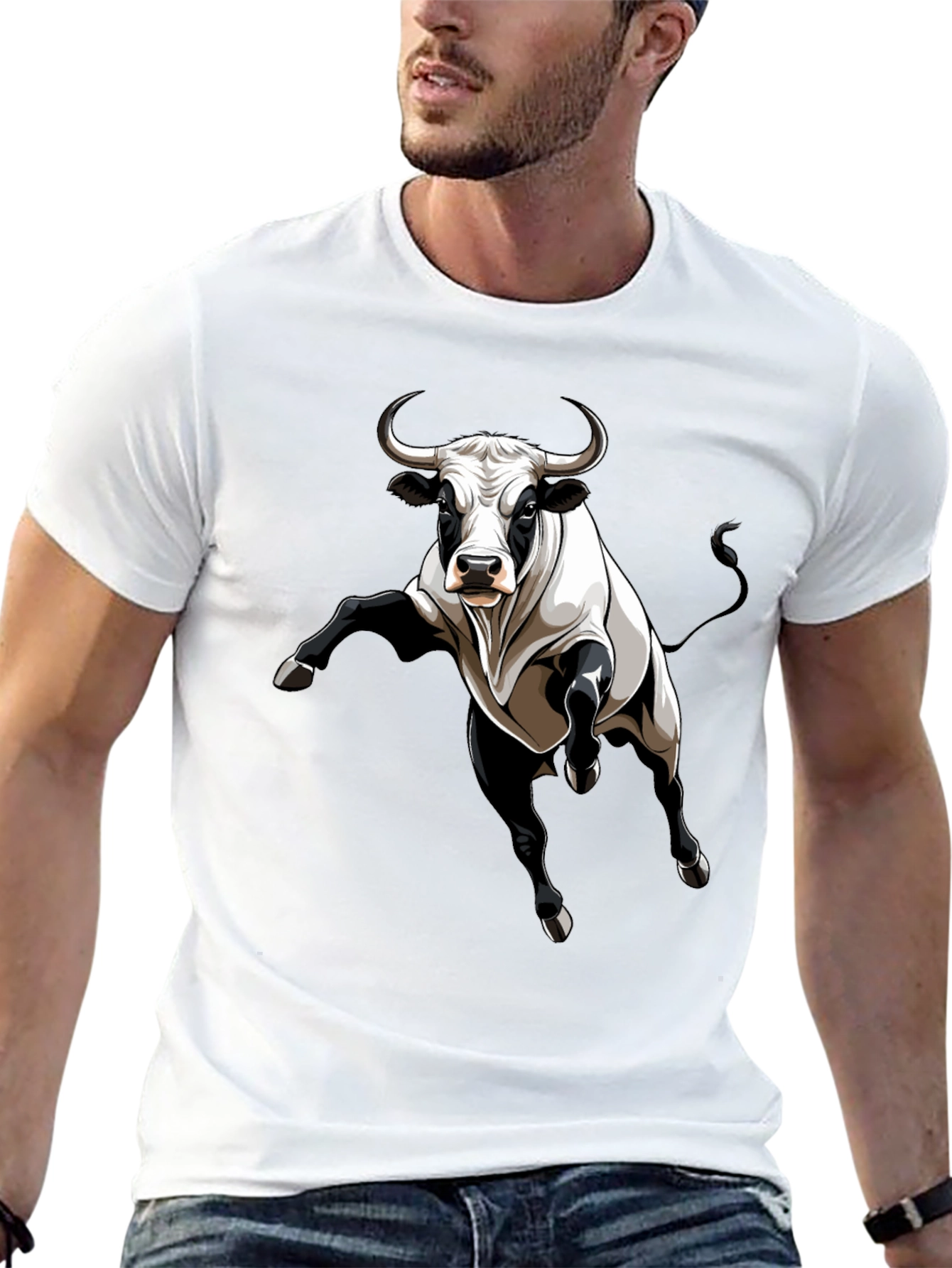 Bull Graphic Tee - Black Cotton Blend