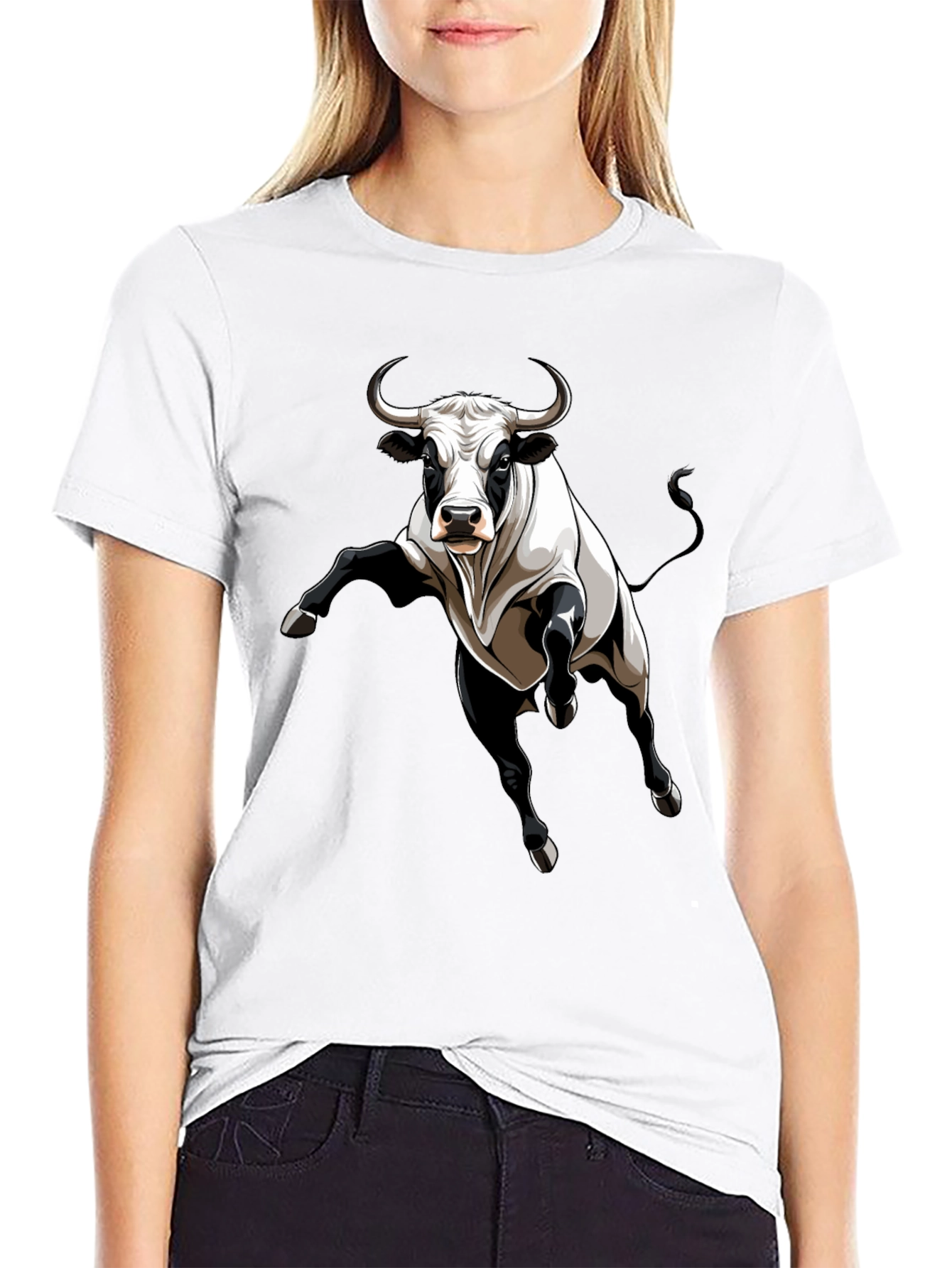 Bull Graphic Tee - Black Cotton Blend