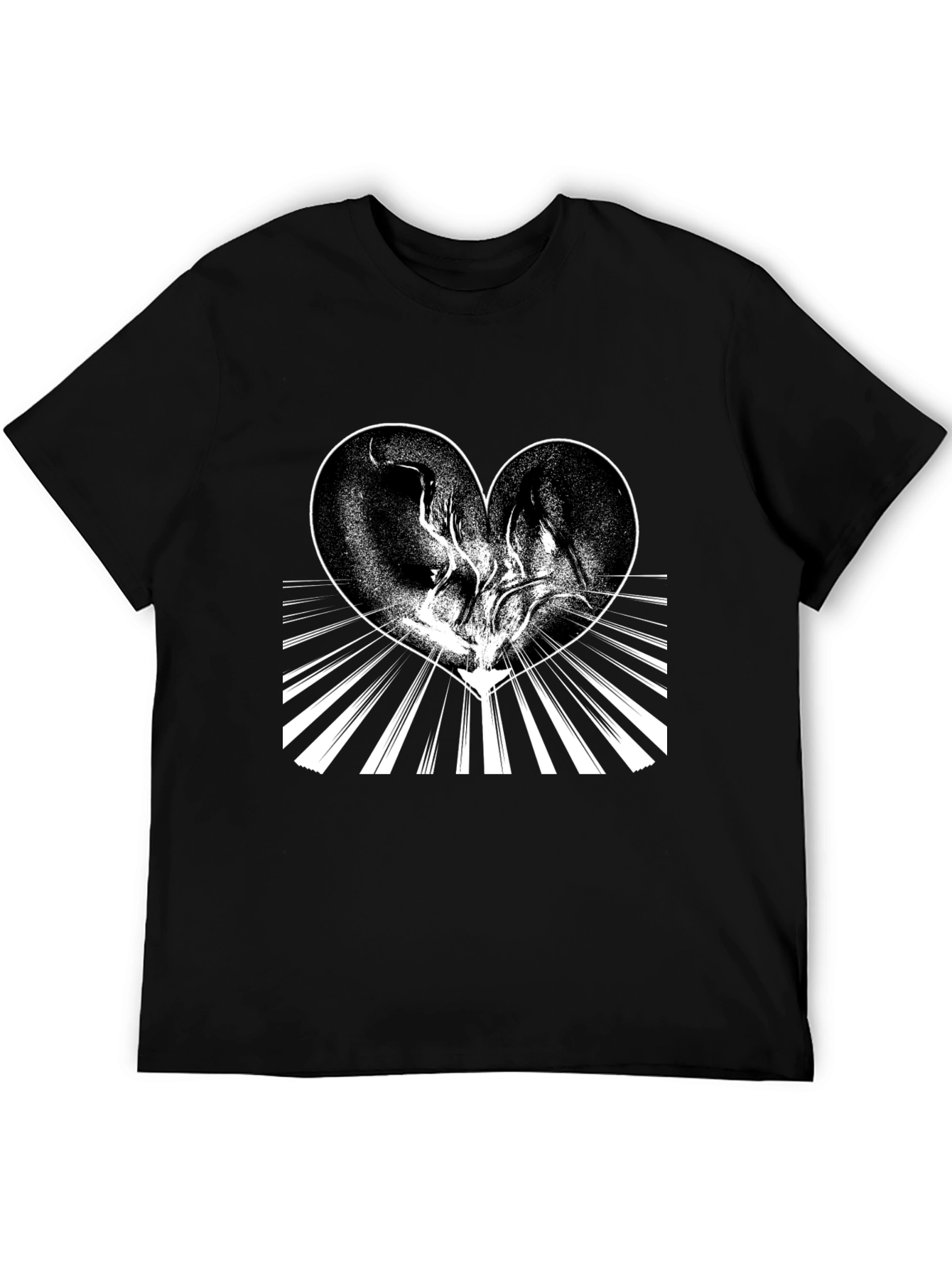 Heart Design Black T-Shirt