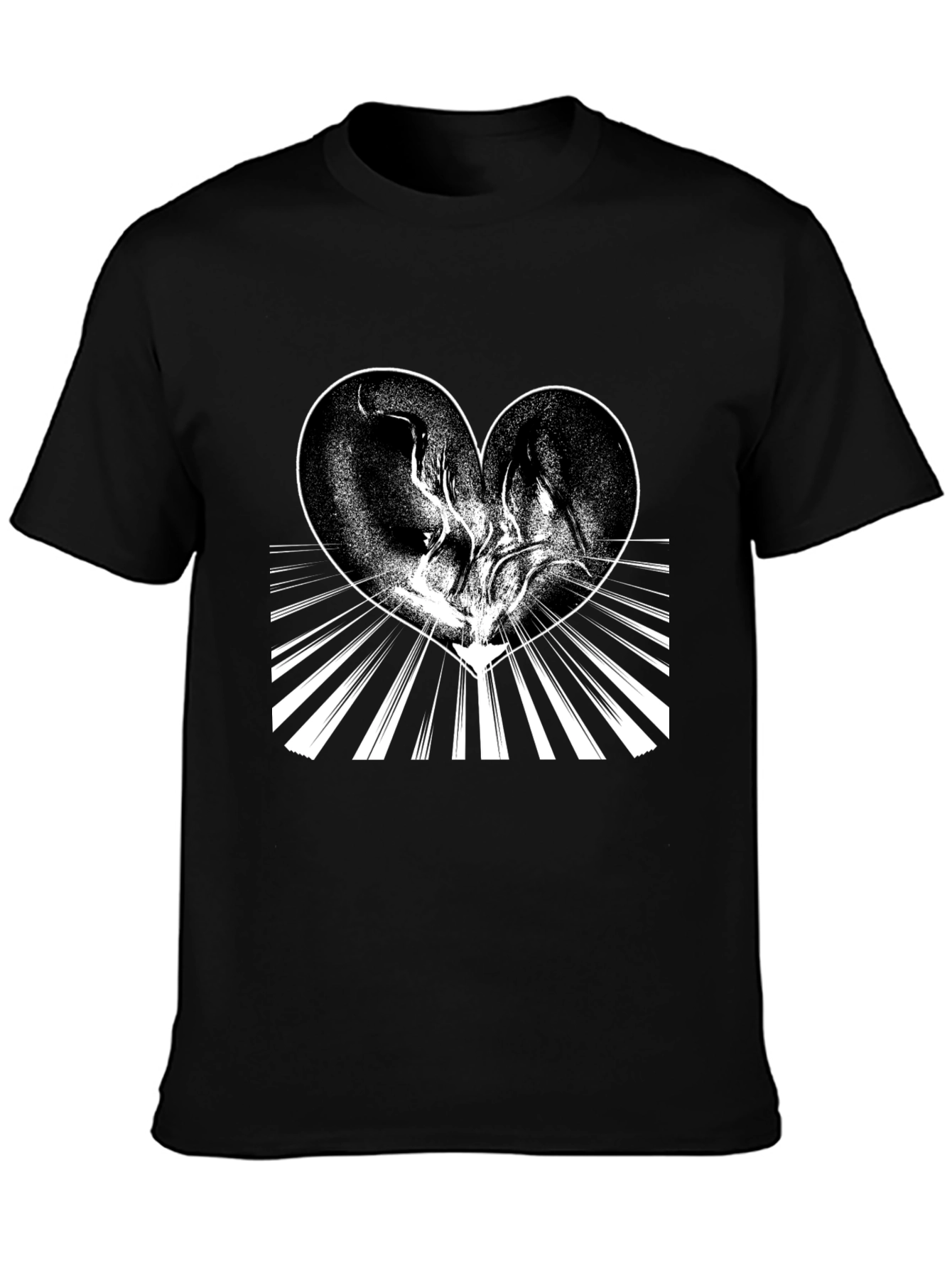 Heart Design Black T-Shirt