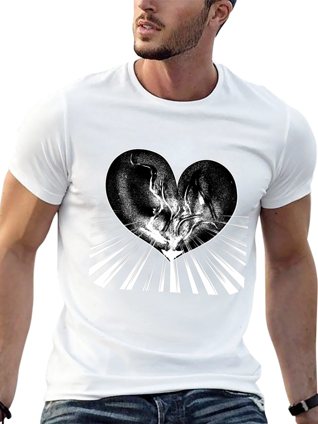 Heart Design Black T-Shirt