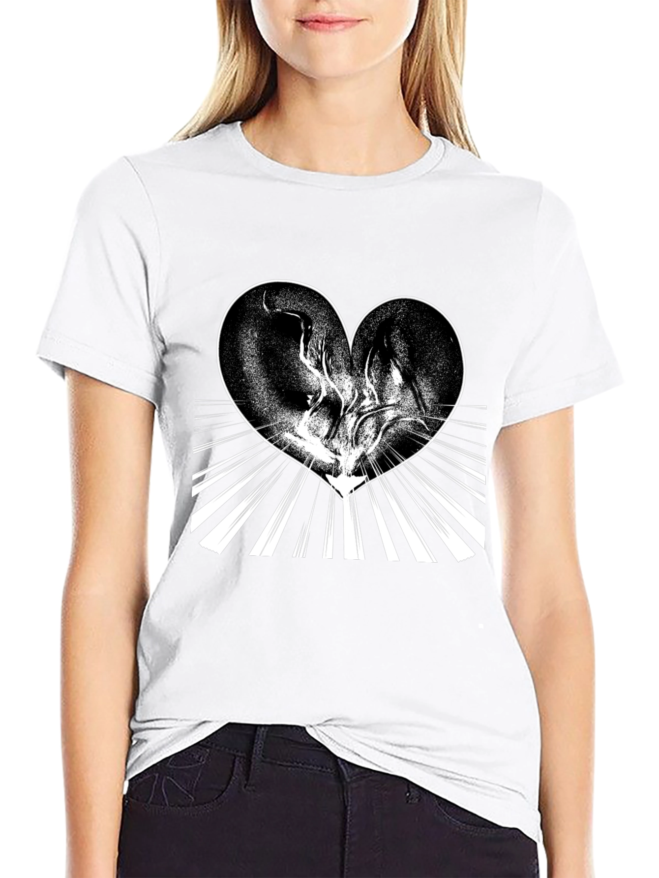 Heart Design Black T-Shirt