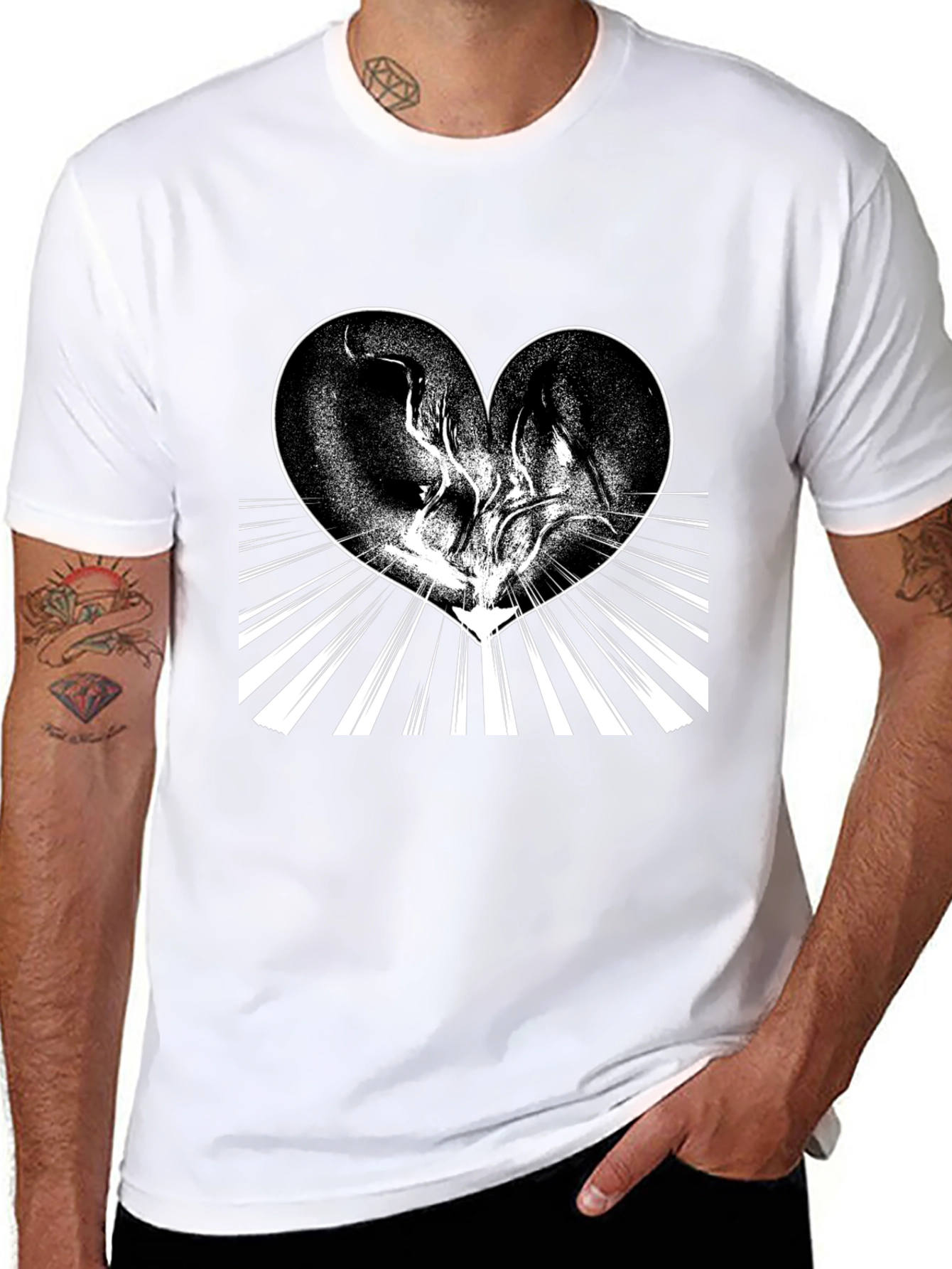 Heart Design Black T-Shirt