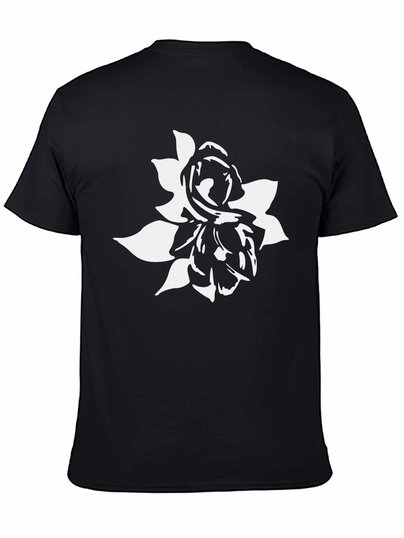 Rose Graphic Tee - Black Cotton Blend Casual Shirt