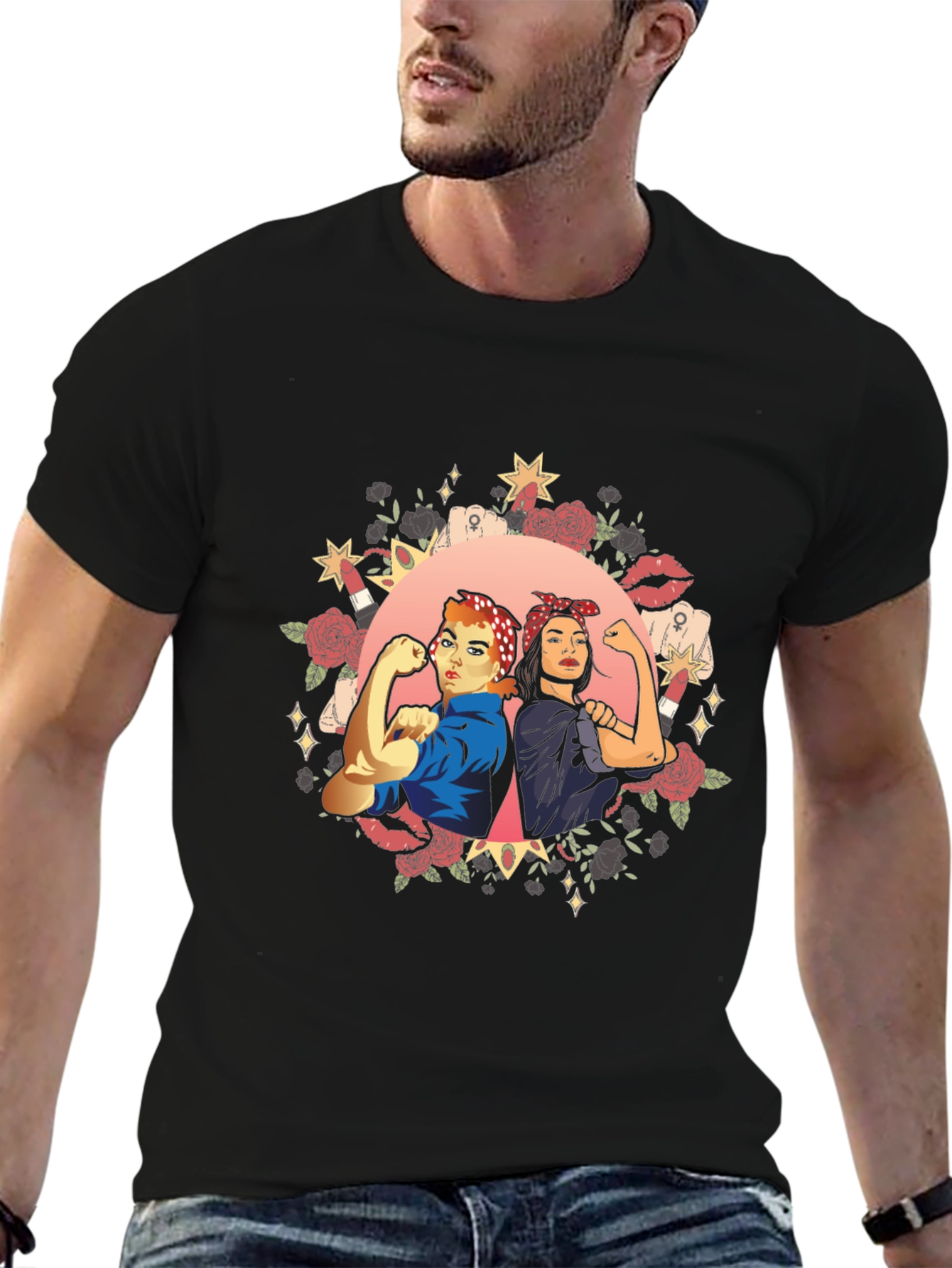 Feminist Empowerment Graphic Tee - Rosie the Riveter Style