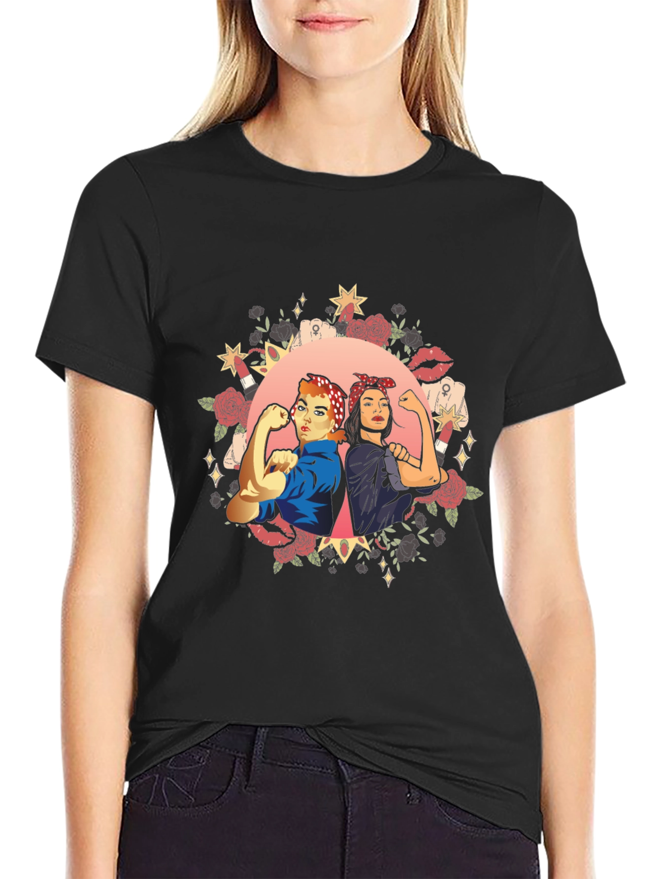 Feminist Empowerment Graphic Tee - Rosie the Riveter Style