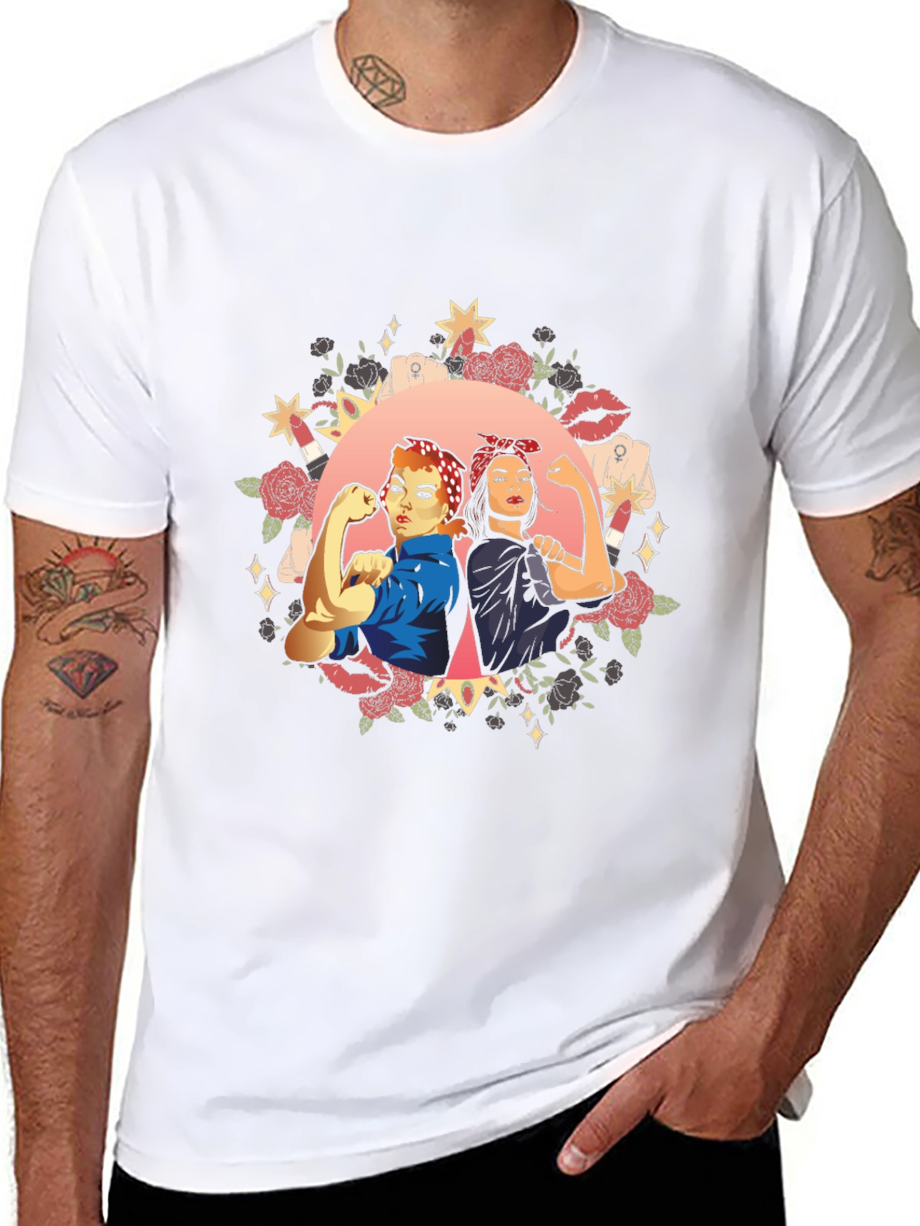 Feminist Empowerment Graphic Tee - Rosie the Riveter Style