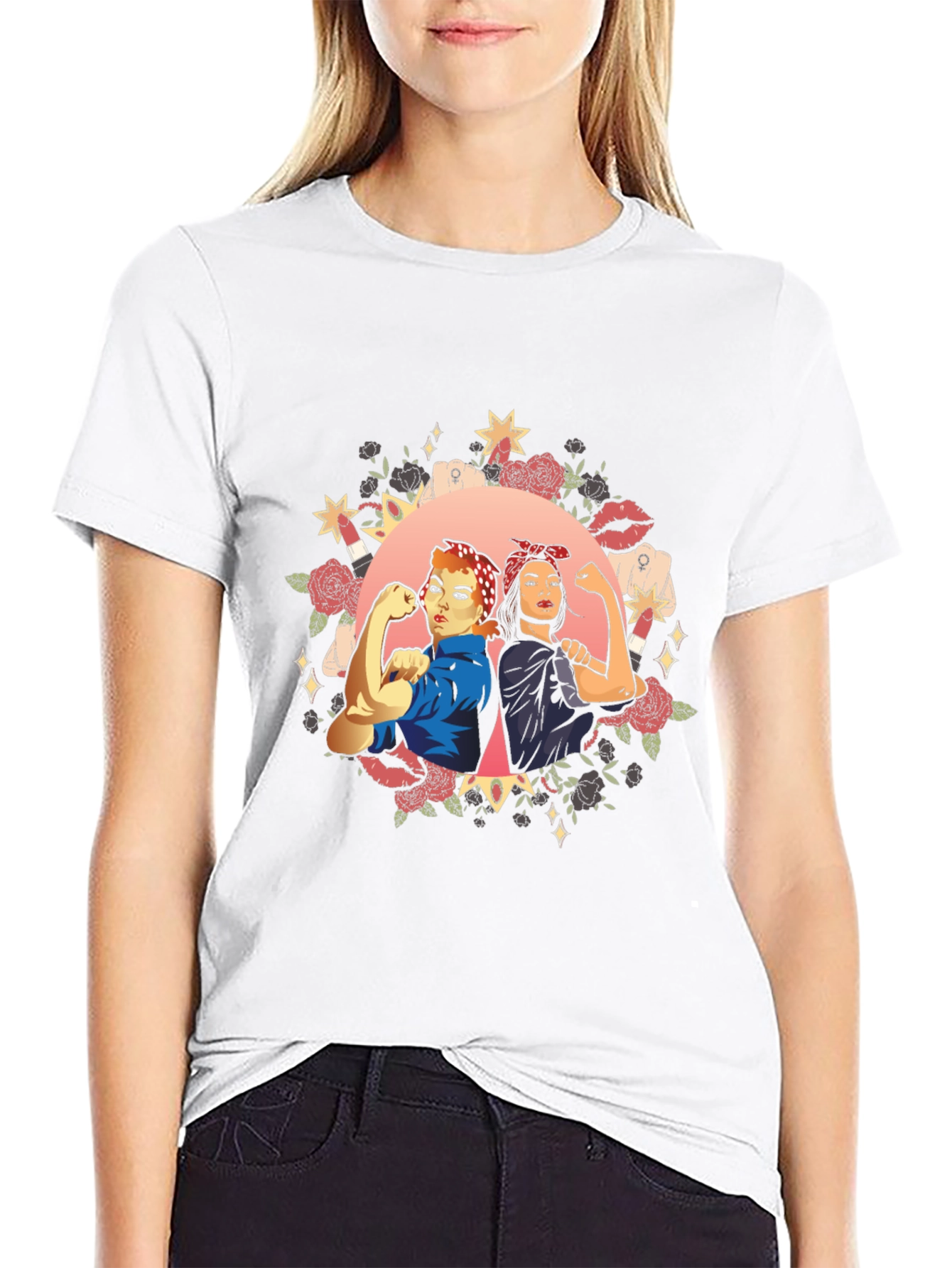Feminist Empowerment Graphic Tee - Rosie the Riveter Style