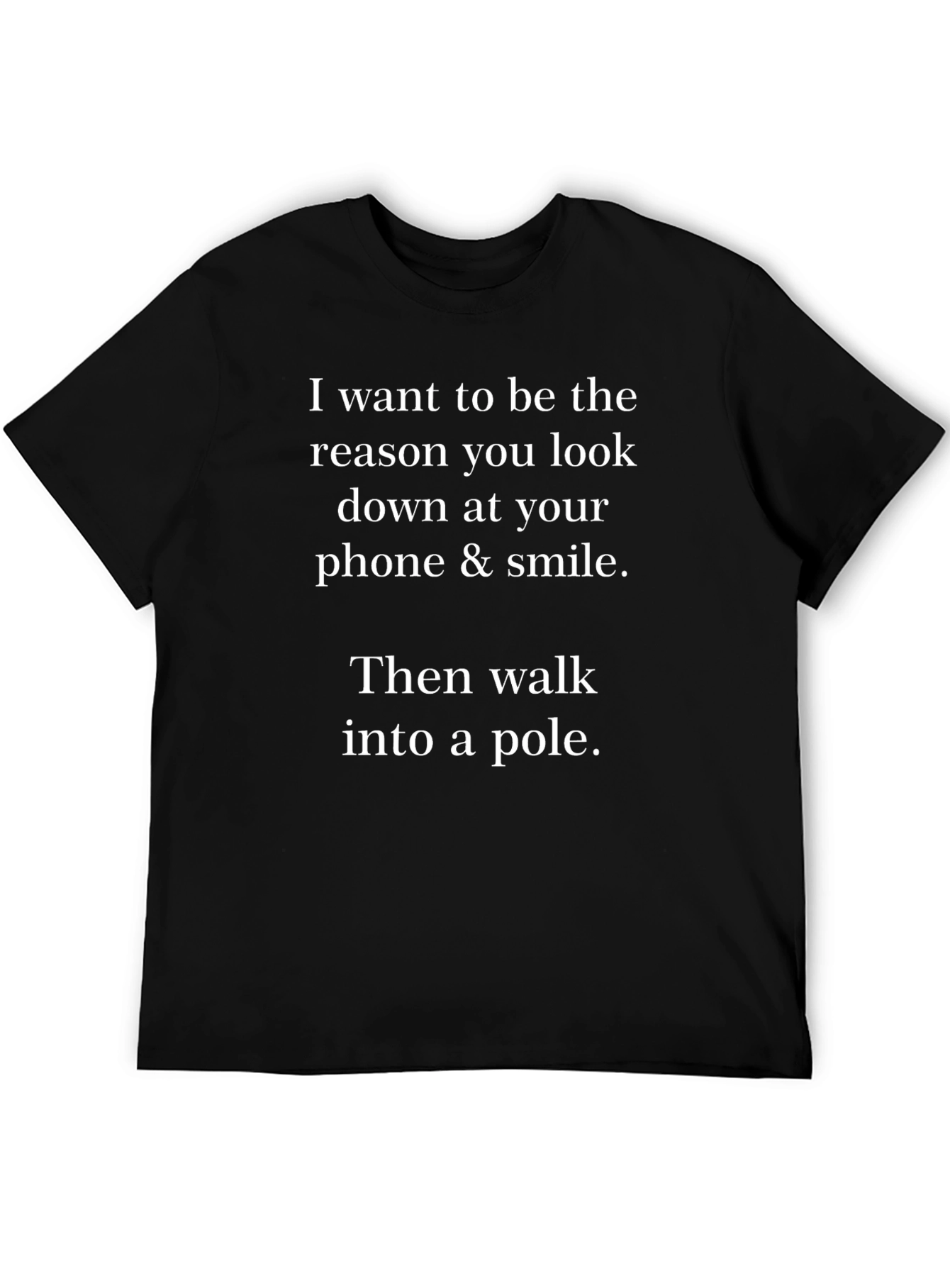 Humorous Graphic Tee: Phone & Smile