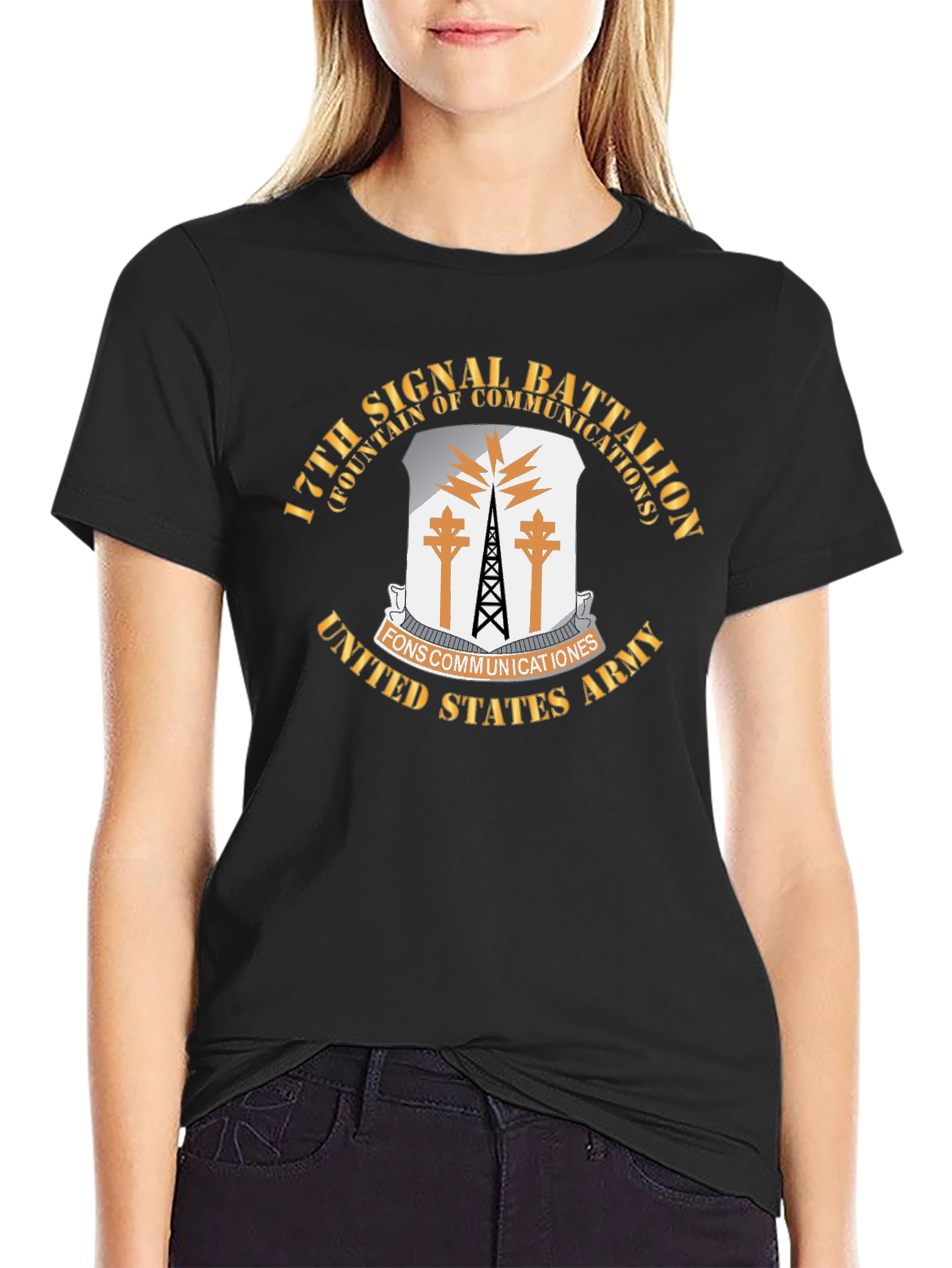 17th Signal Battalion Black T-Shirt