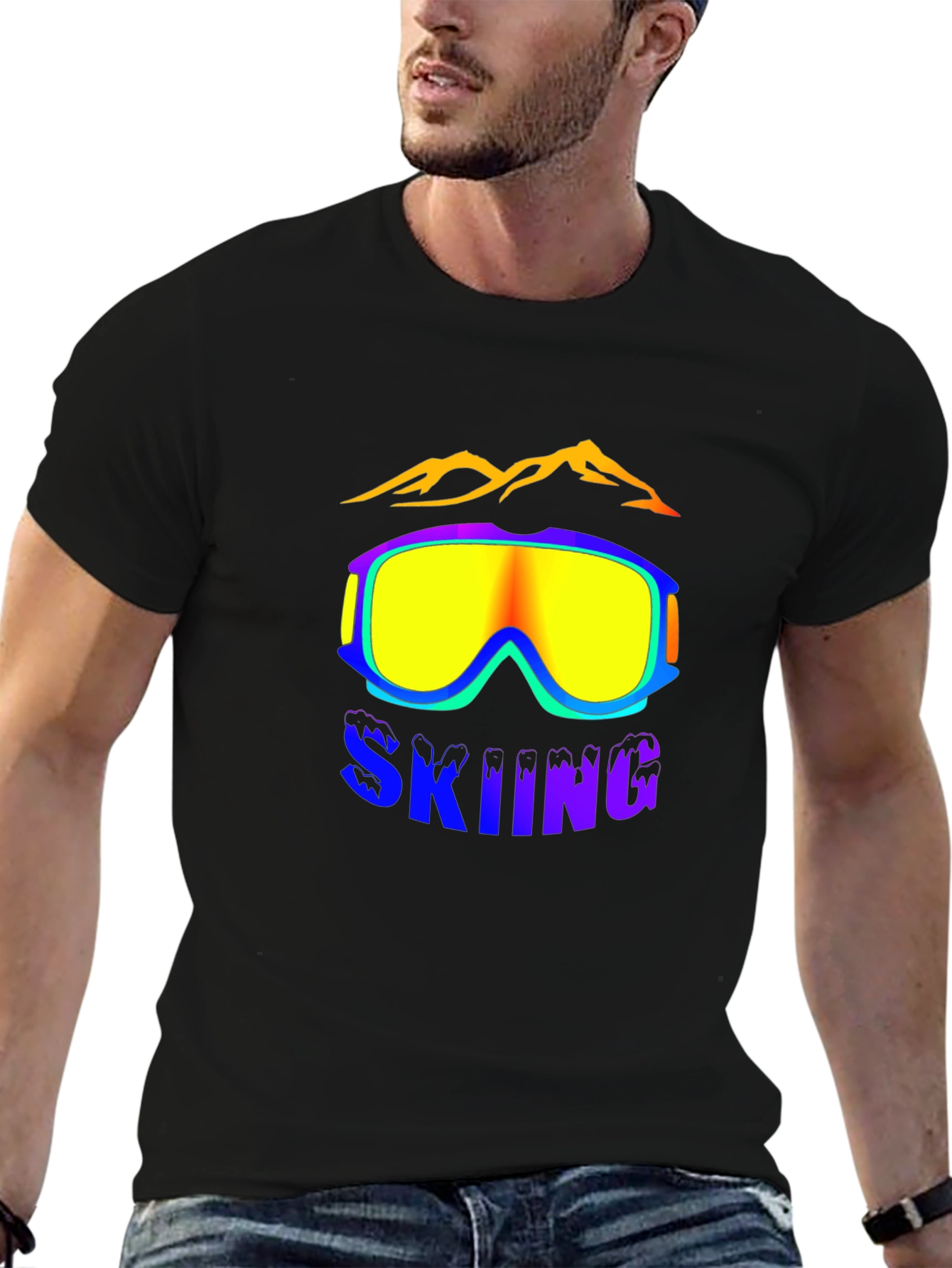 Skiing Graphic Tee - Black