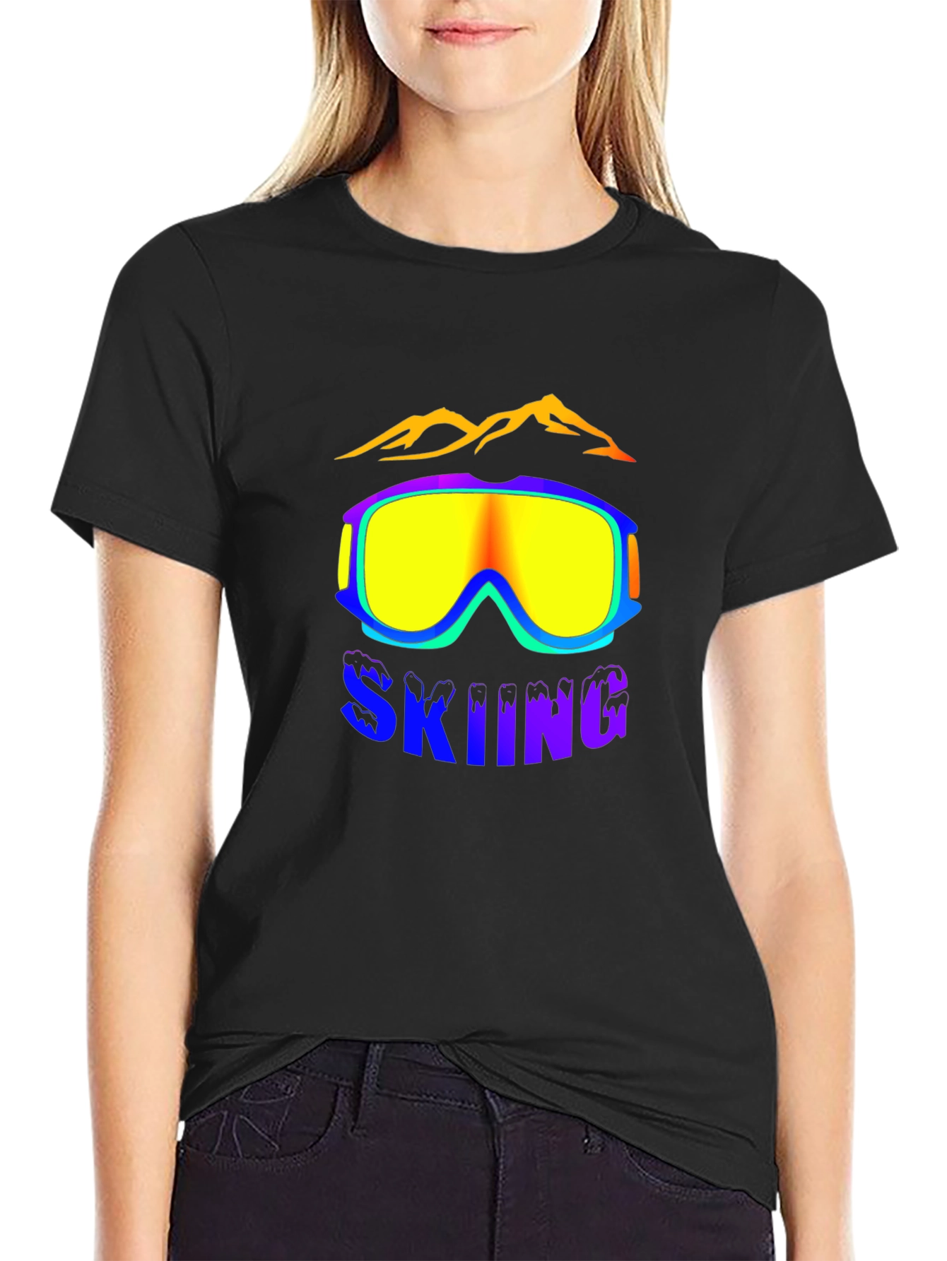 Skiing Graphic Tee - Black