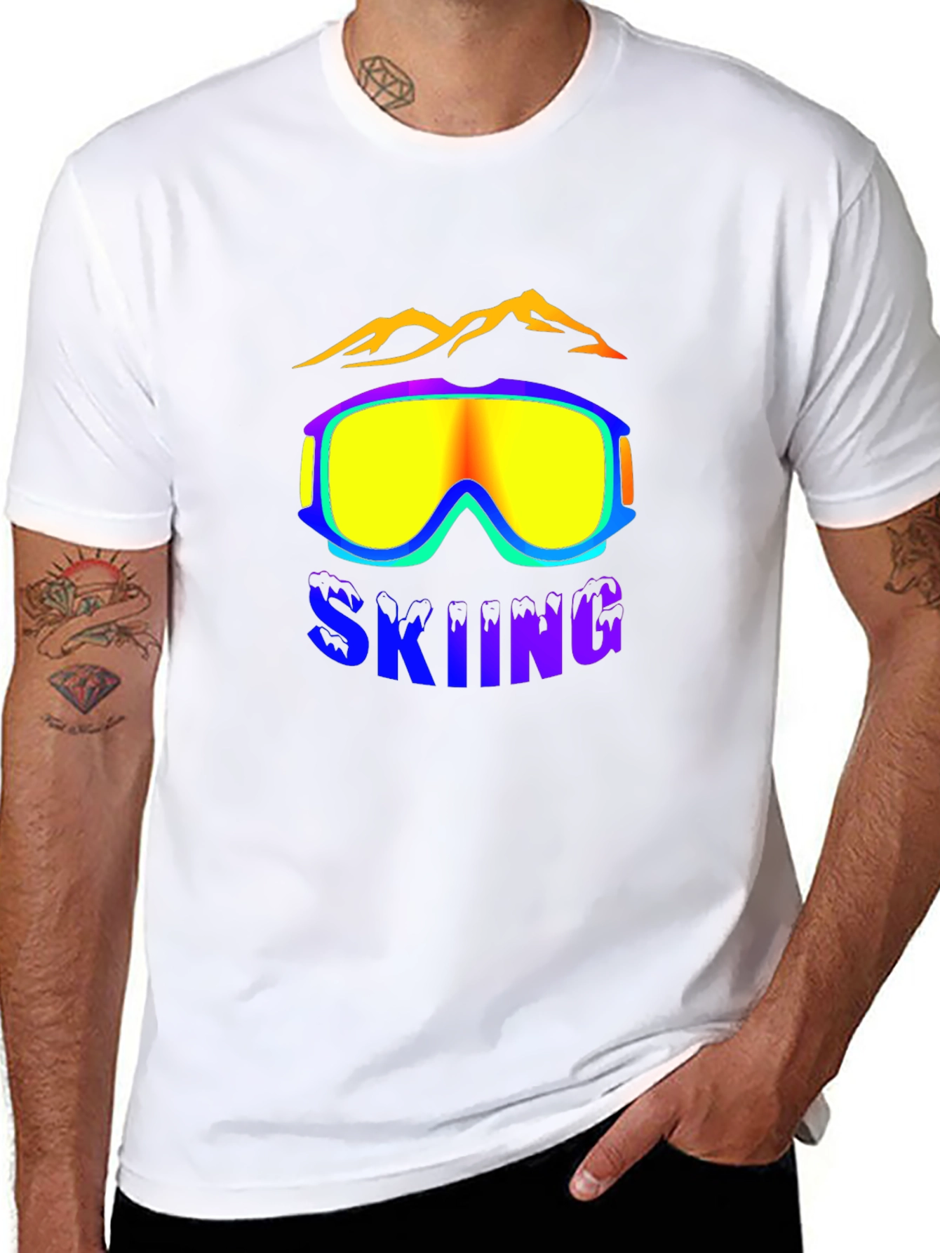 Skiing Graphic Tee - Black