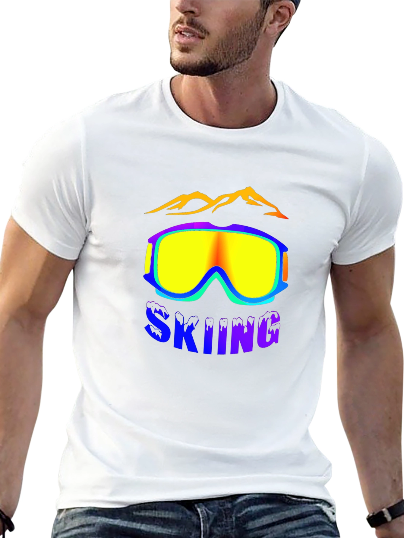 Skiing Graphic Tee - Black