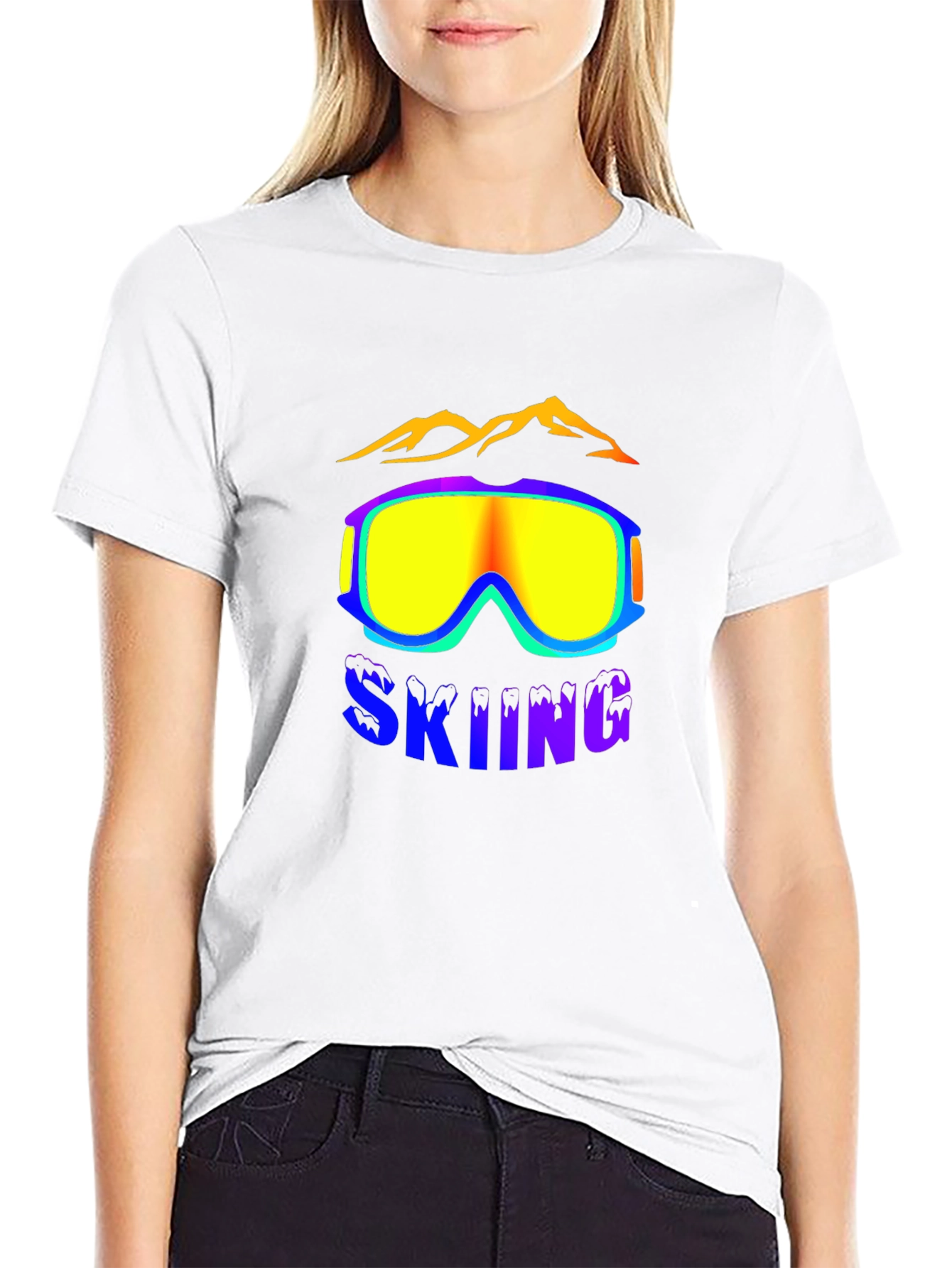 Skiing Graphic Tee - Black