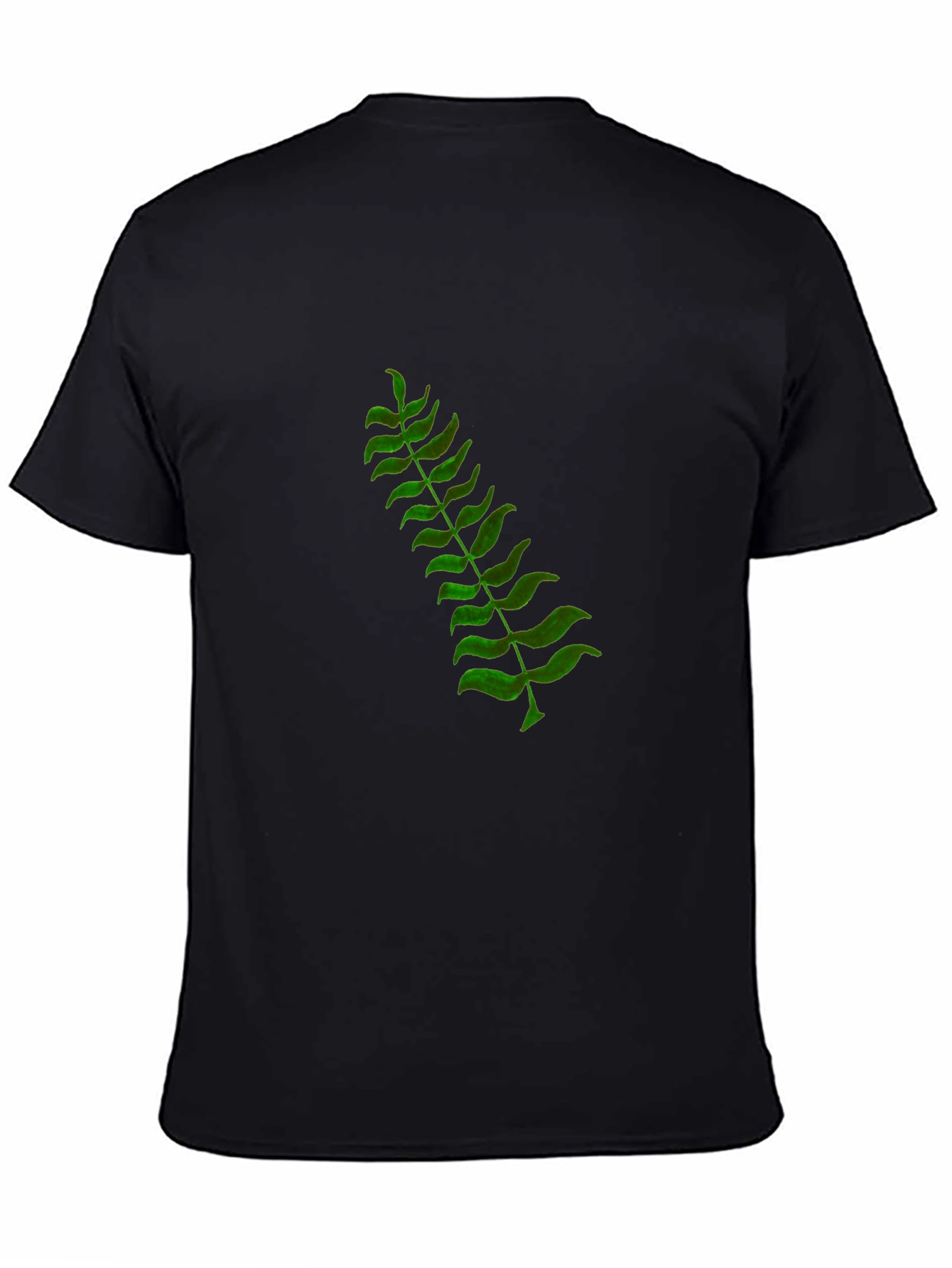 Green Fern Graphic Black T-Shirt