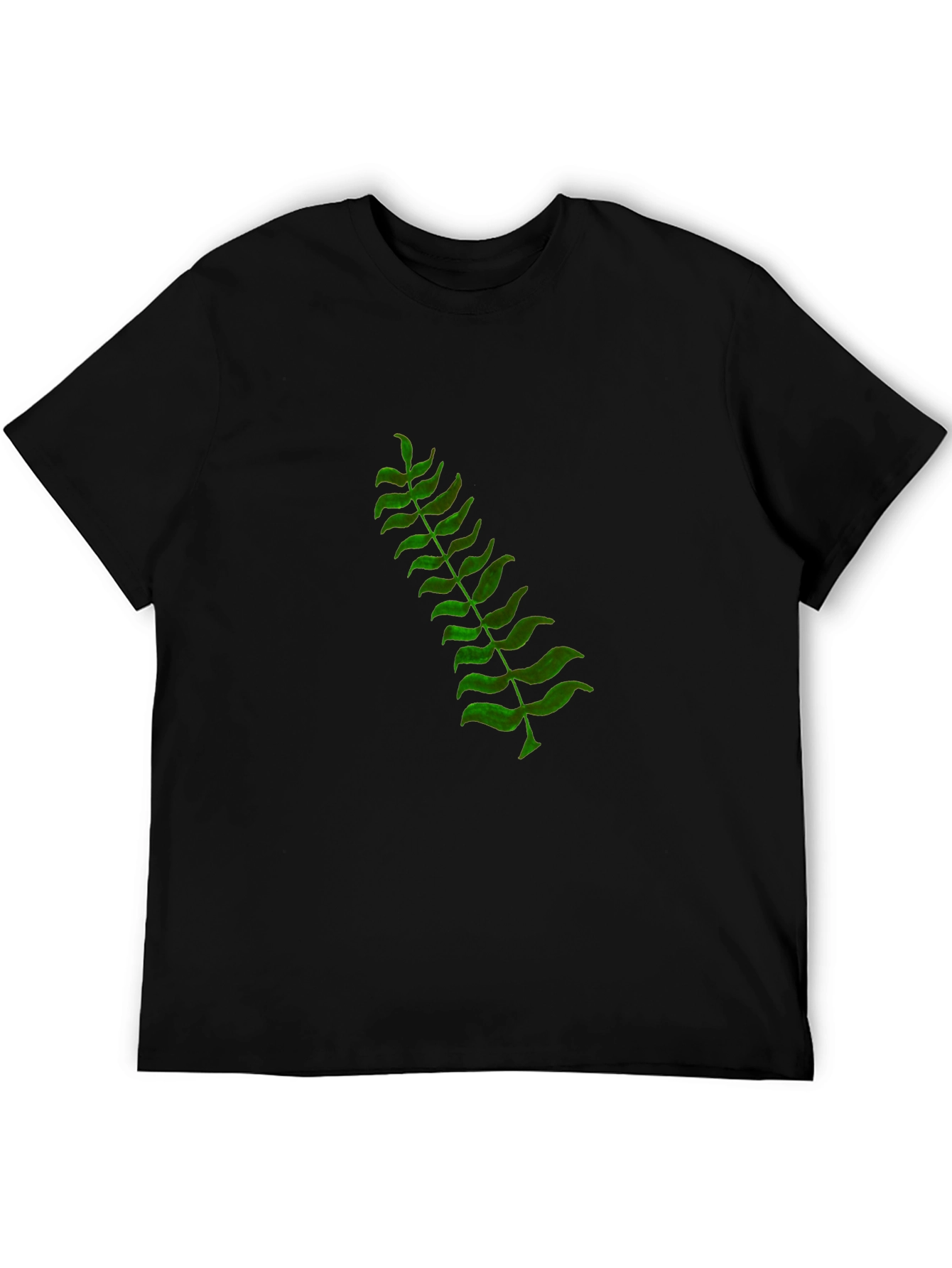 Green Fern Graphic Black T-Shirt