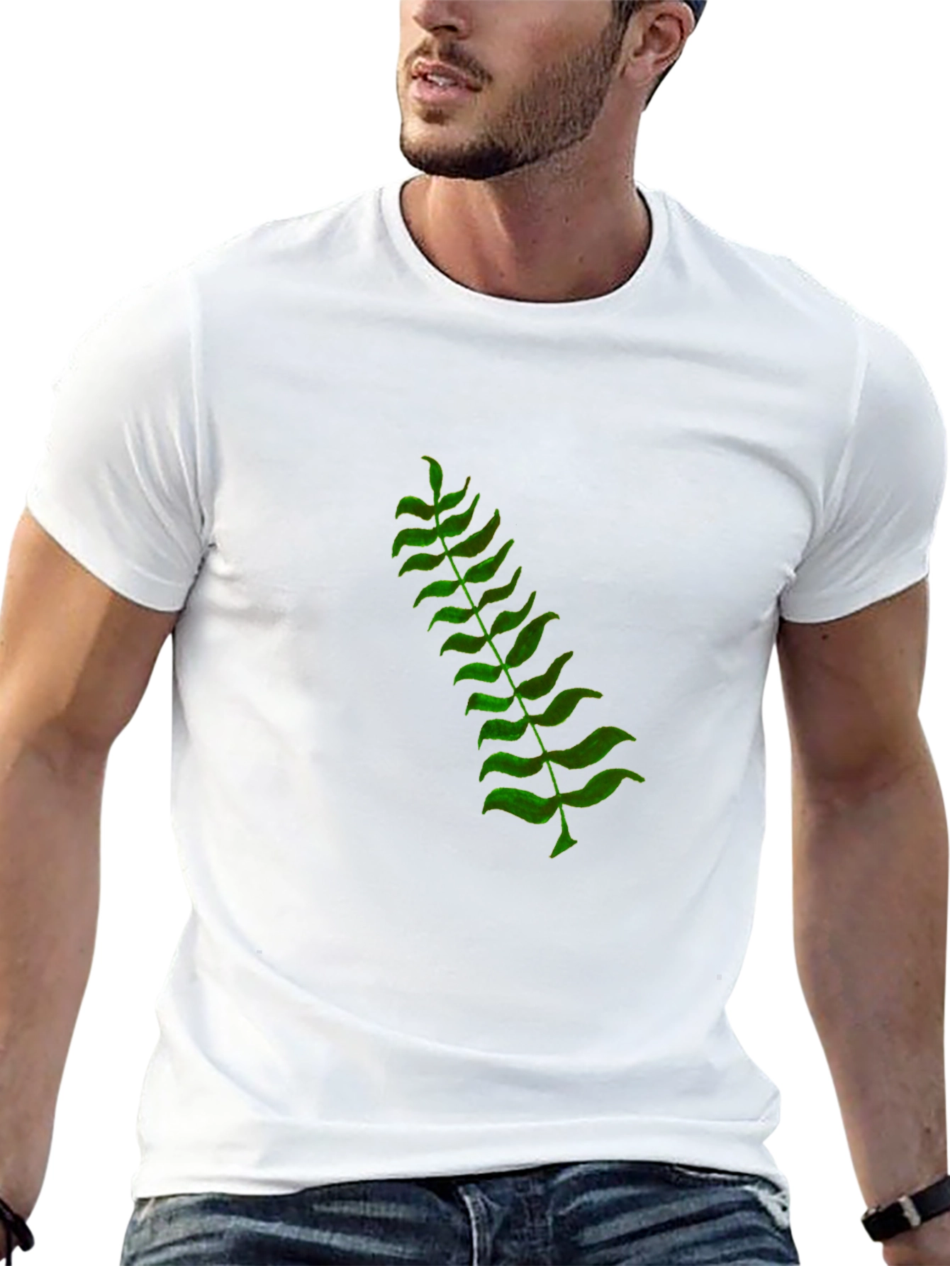 Green Fern Graphic Black T-Shirt