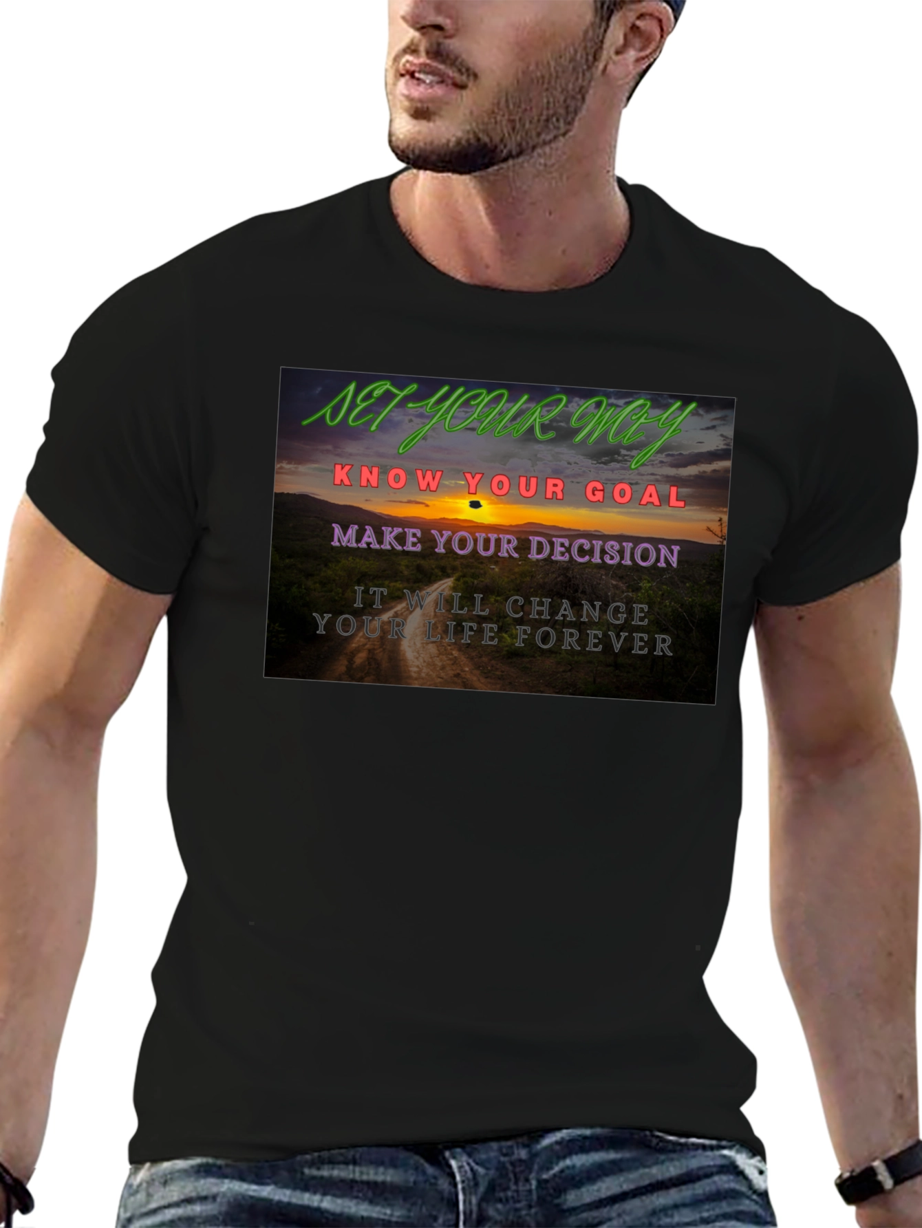 Motivational Quote Graphic Tee - Set Your Way