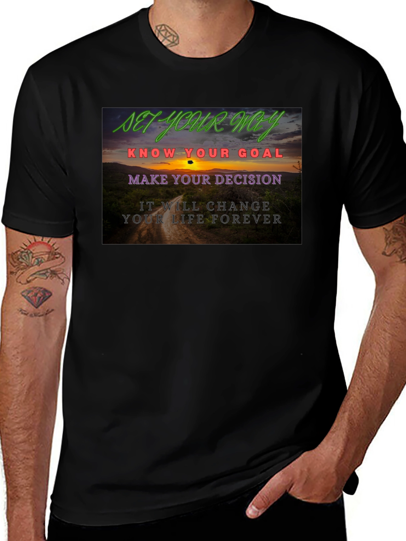 Motivational Quote Graphic Tee - Set Your Way