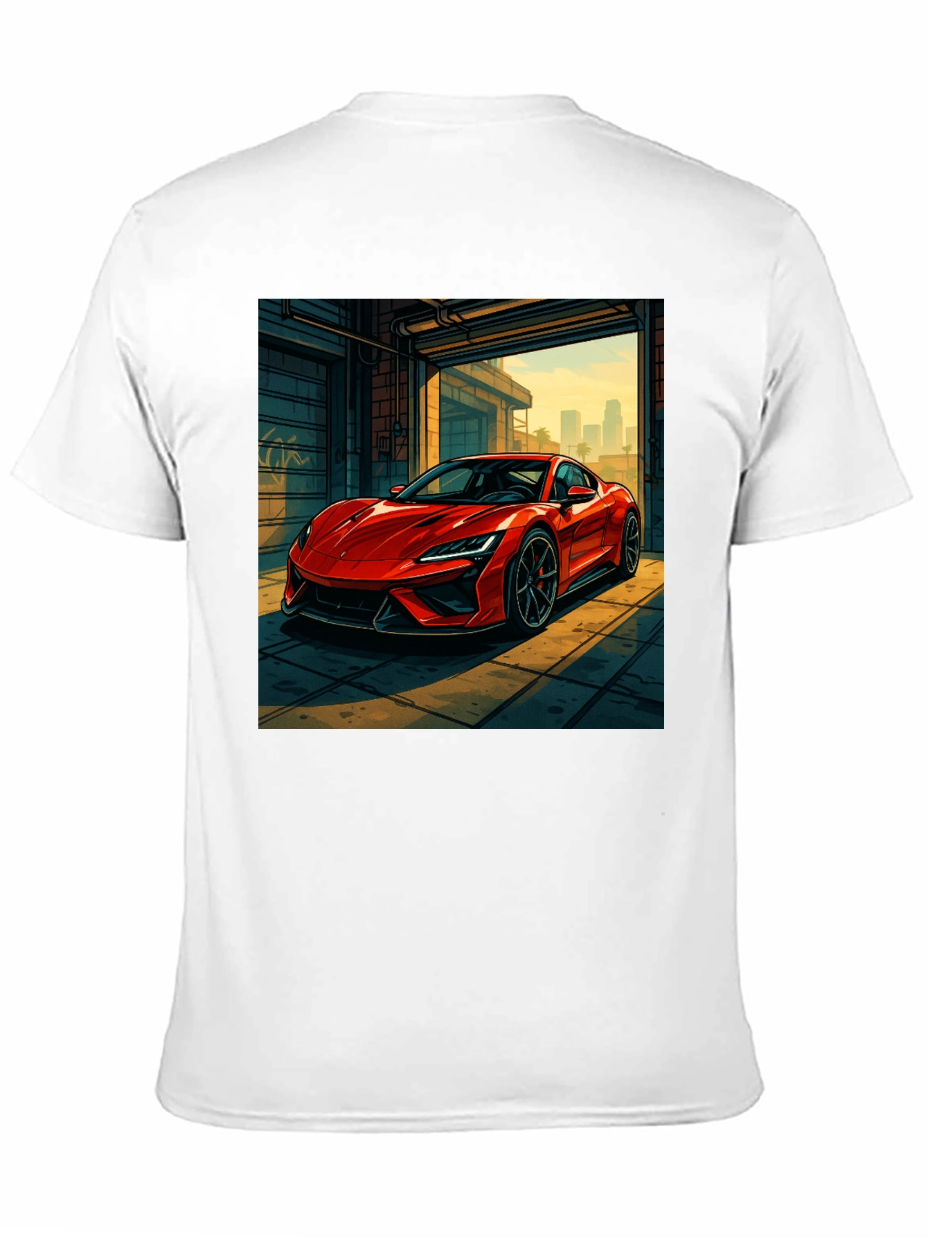 Red Sports Car Graphic Black T-Shirt