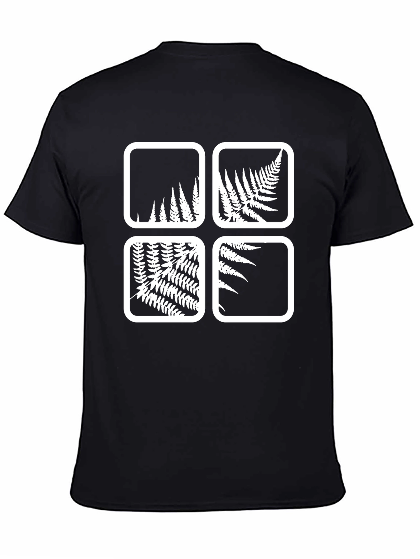 Fern Square Print Black T-Shirt