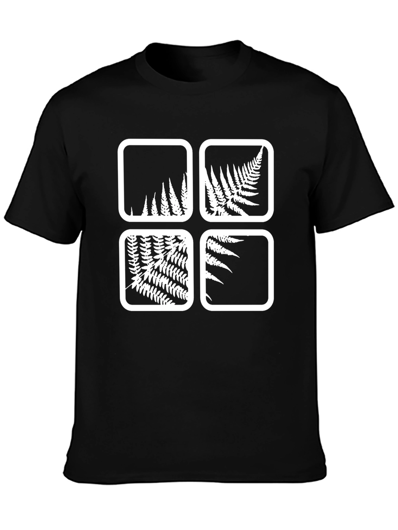 Fern Square Print Black T-Shirt